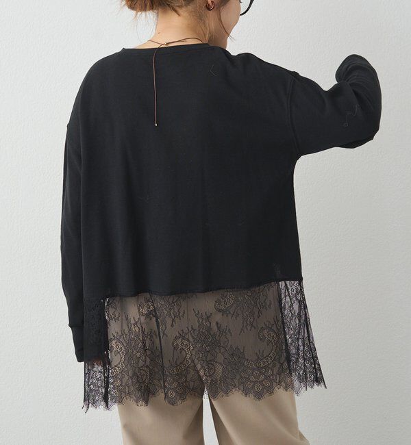  「レースヘムシアーワッフルカットソー」|Tシャツ・カットソー|