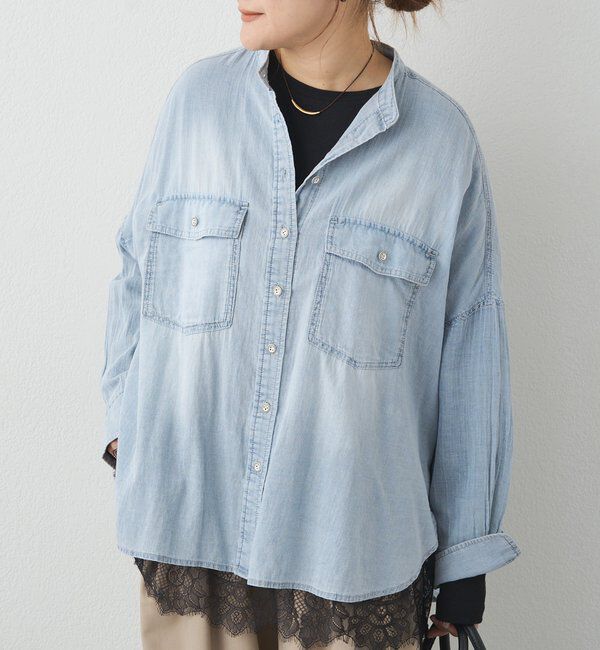  「レースヘムシアーワッフルカットソー」|Tシャツ・カットソー|