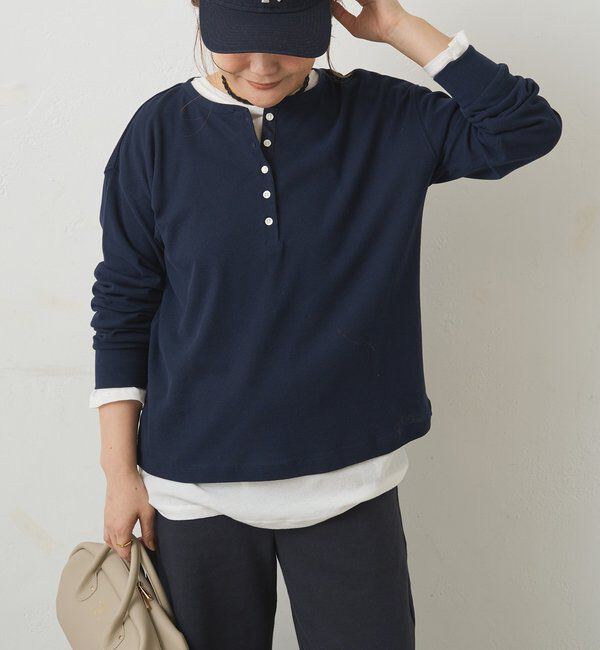  「前後2WAYシアーワッフルカットソー」|Tシャツ・カットソー|ネイビー