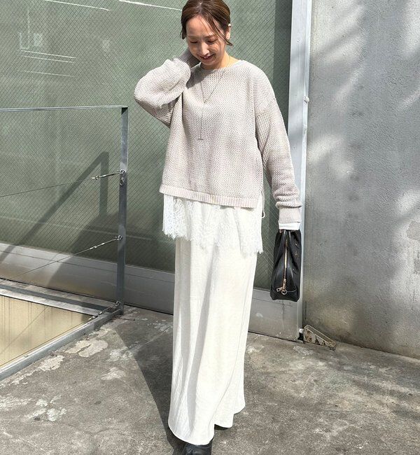  「【＠sein___000企画】メッシュ編みニットプルオーバー」|キャミソール|グレー