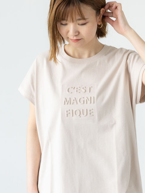 Lugnoncure「エンボスロゴTシャツ」|Tシャツ・カットソー|ベージュ