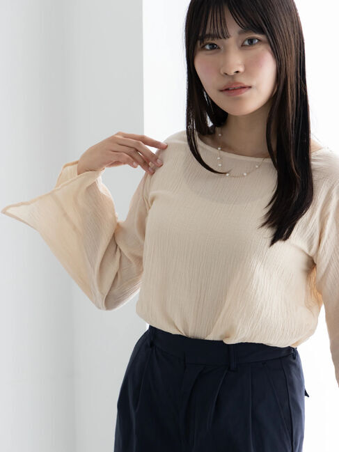 Te chichi「クレープフレアスリーブブラウス」|シャツ・ブラウス|オレンジ