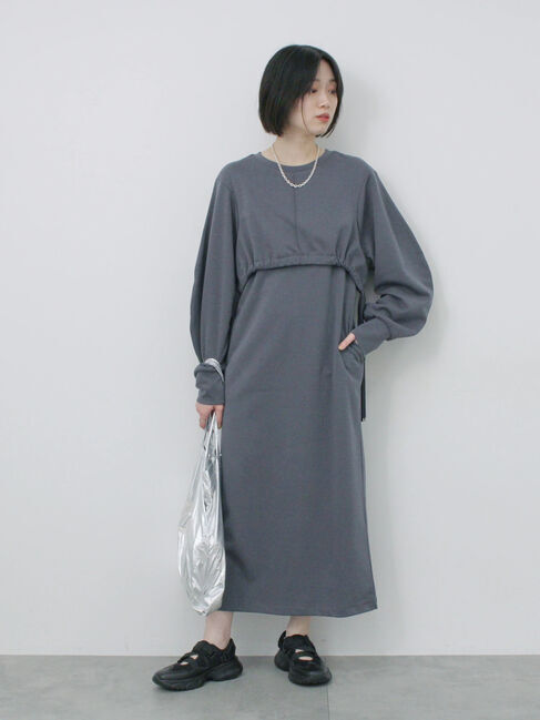 Samansa Mos2 blue「クロップドレイヤードワンピース」|ワンピース|