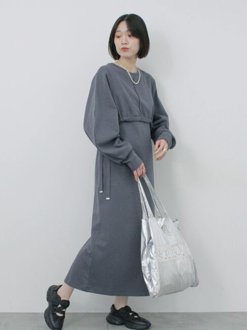 Samansa Mos2 blue「クロップドレイヤードワンピース」|ワンピース|