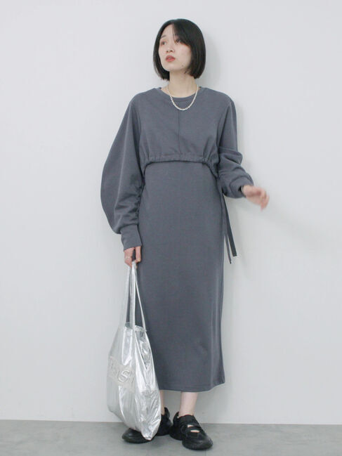 Samansa Mos2 blue「クロップドレイヤードワンピース」|ワンピース|