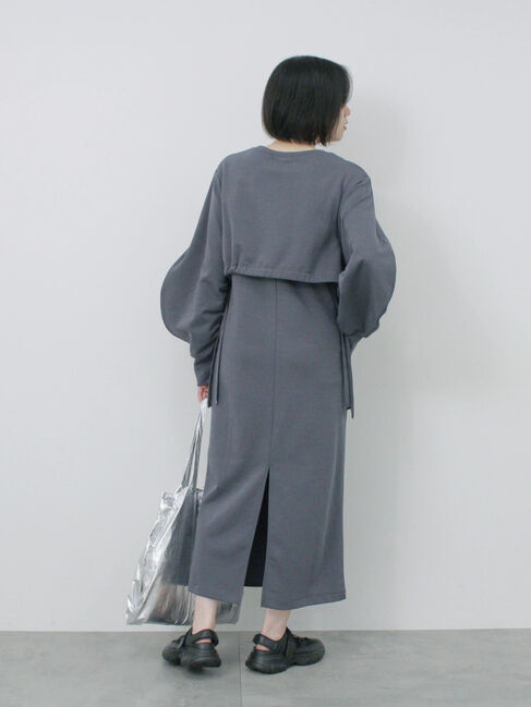 Samansa Mos2 blue「クロップドレイヤードワンピース」|ワンピース|