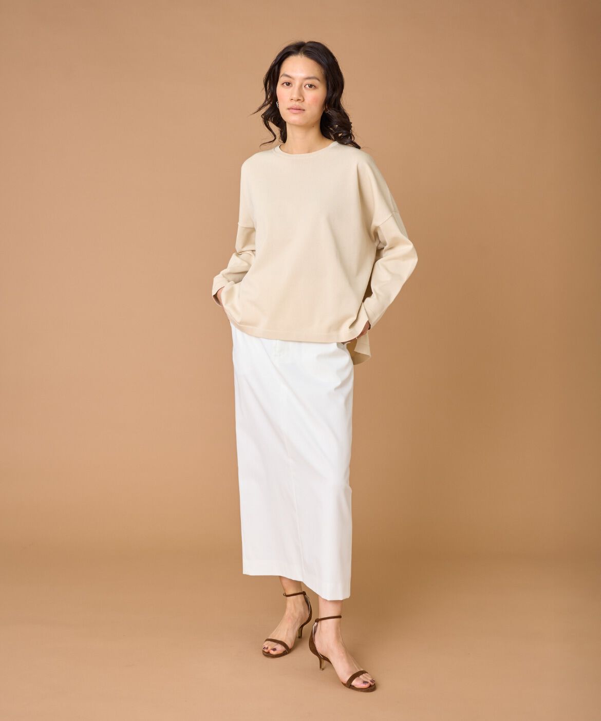 INED「《大きいサイズ》オーバーサイズクルーネックニット」|ニット・セーター|