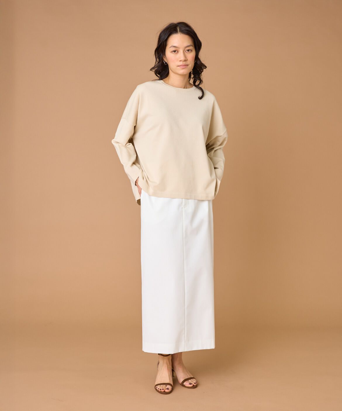 INED「《大きいサイズ》オーバーサイズクルーネックニット」|ニット・セーター|