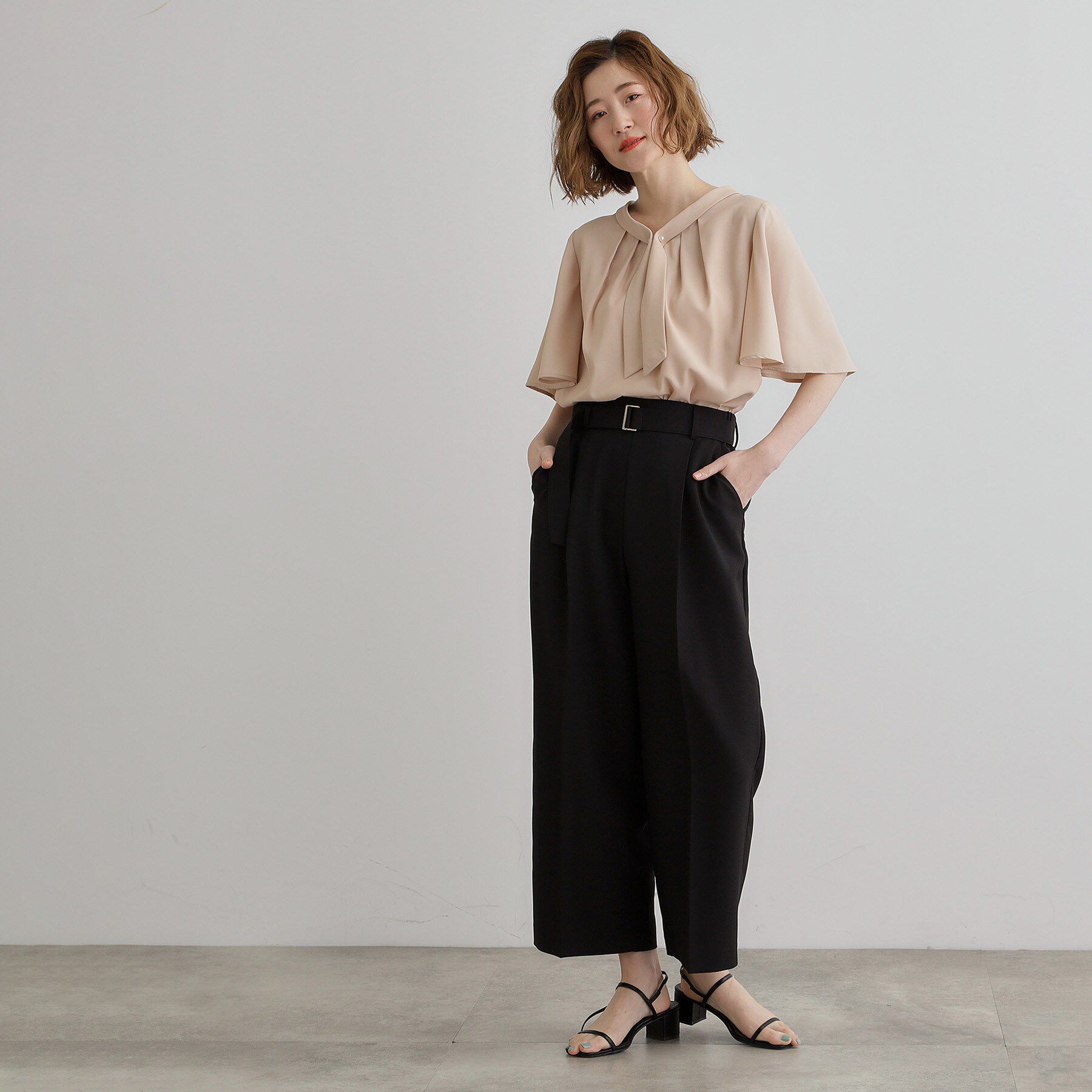 grove「【夏に嬉しい機能付き】リネンライクベルトワイドパンツ」|その他|