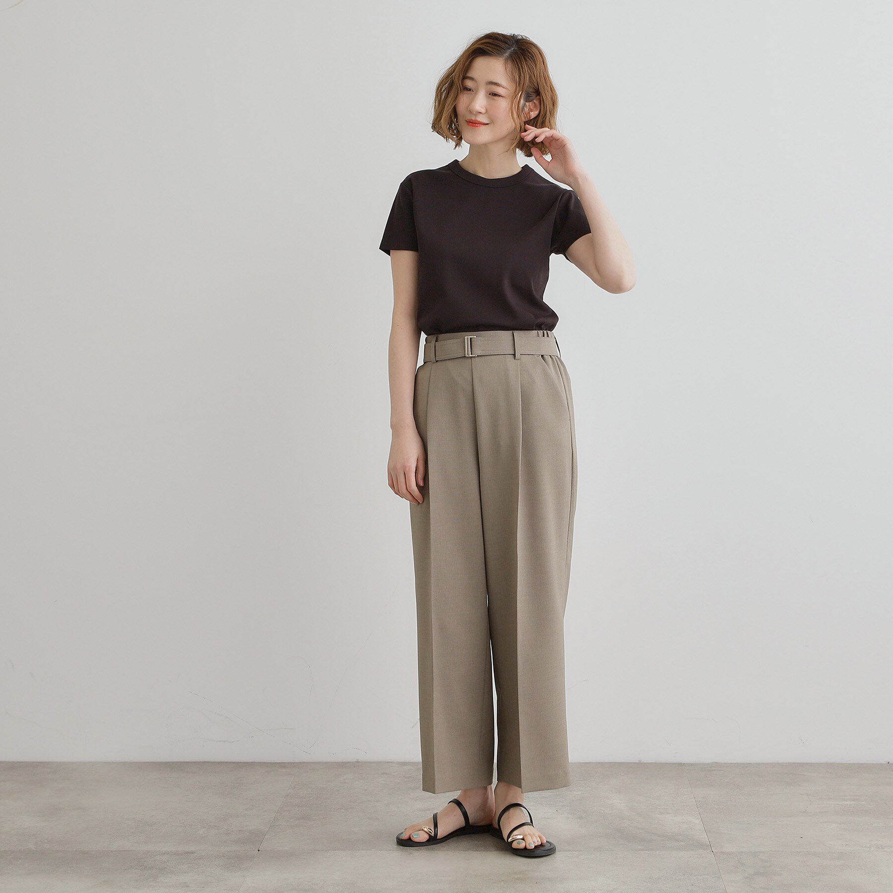 grove「【夏に嬉しい機能付き】リネンライクベルトワイドパンツ」|その他|