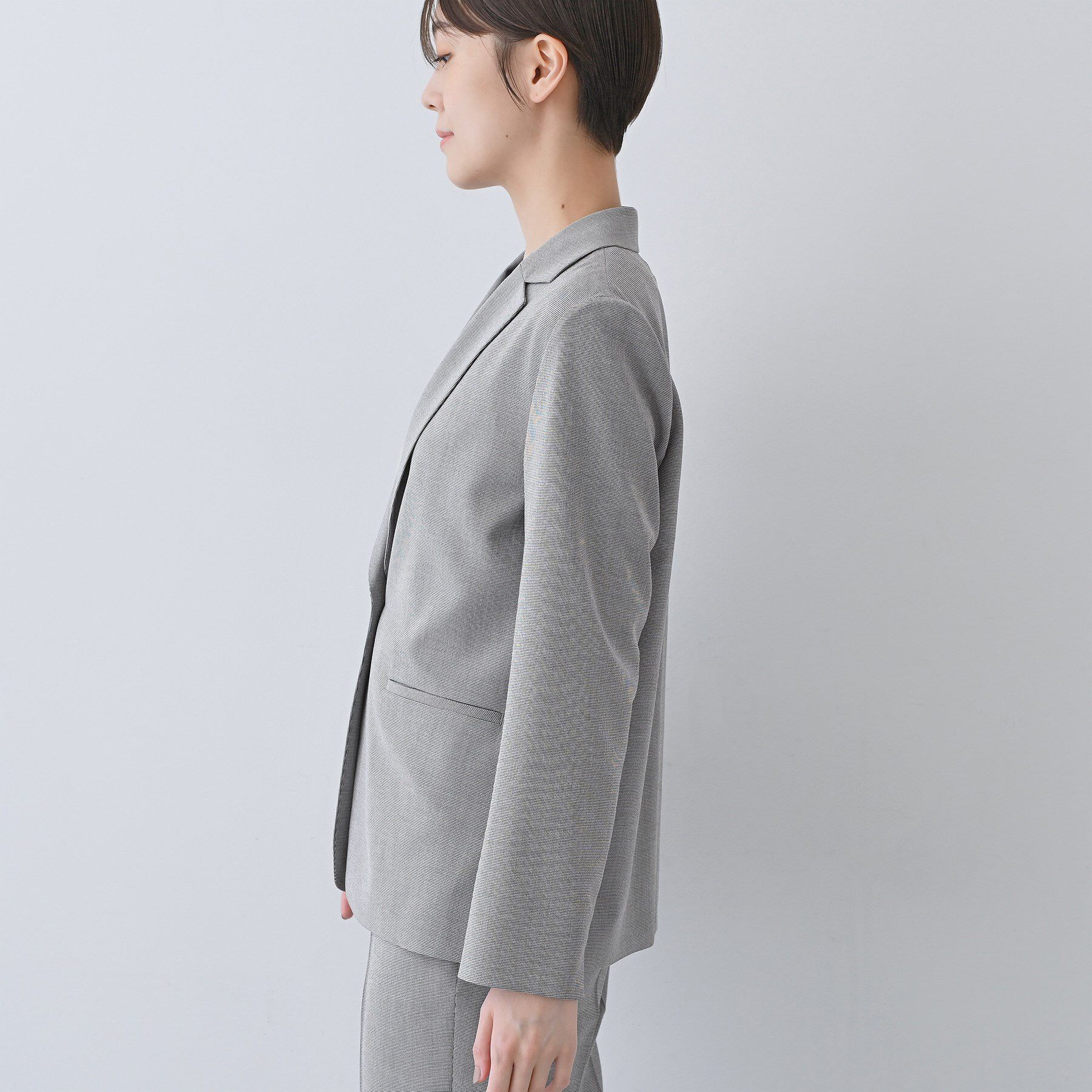 INDIVI「【洗える／夏スーツ】ミニ千鳥柄テーラードカラージャケット」|テーラードジャケット|