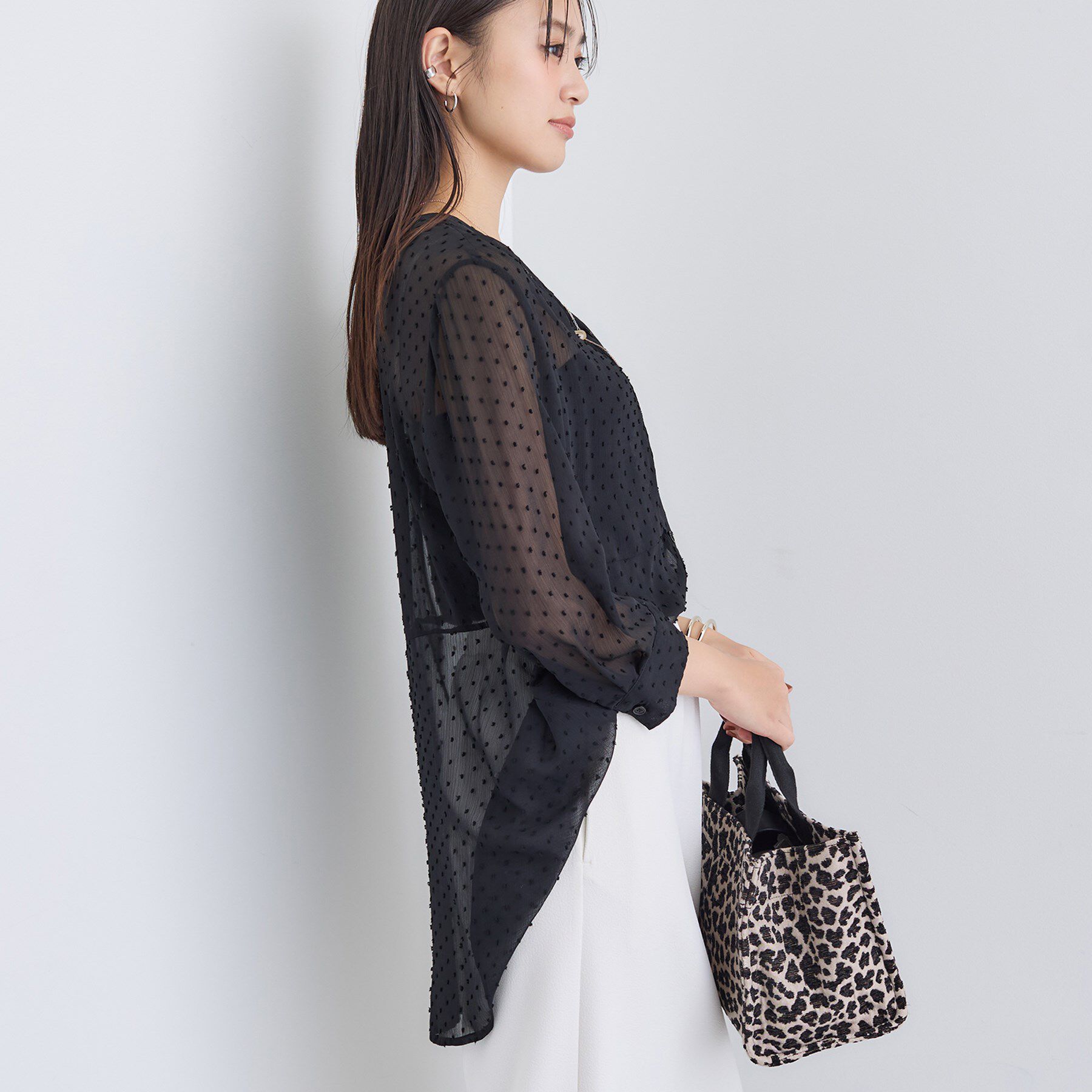 INDIVI「シアードット切り替えブラウス」|シャツ・ブラウス|