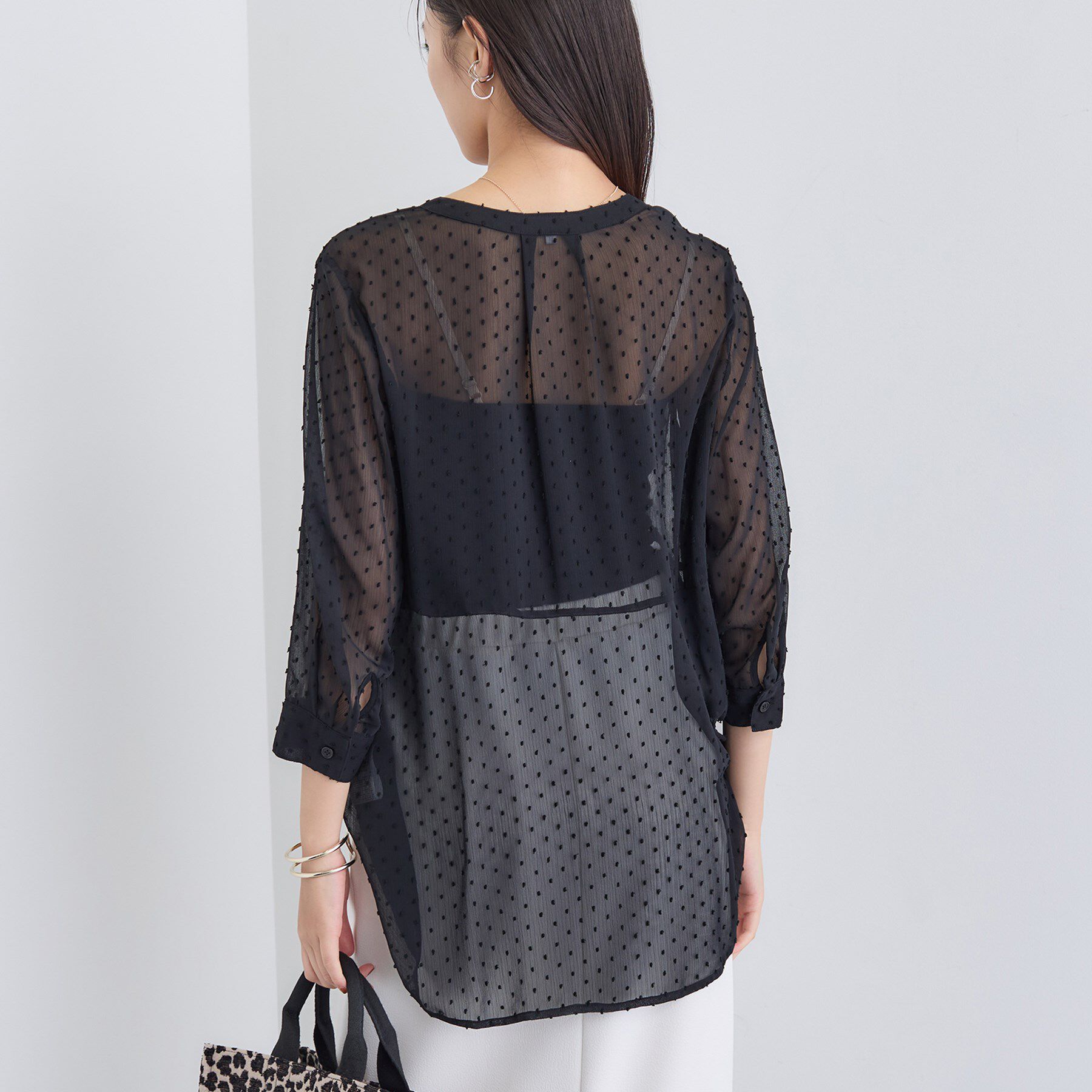 INDIVI「シアードット切り替えブラウス」|シャツ・ブラウス|
