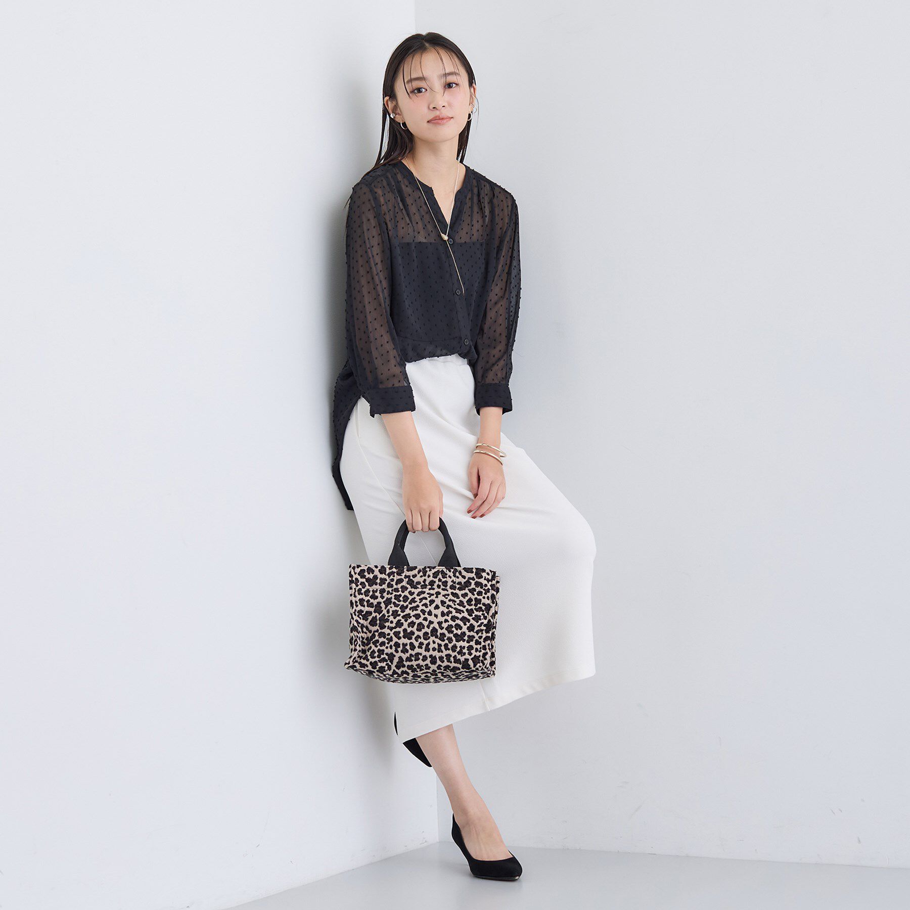 INDIVI「シアードット切り替えブラウス」|シャツ・ブラウス|