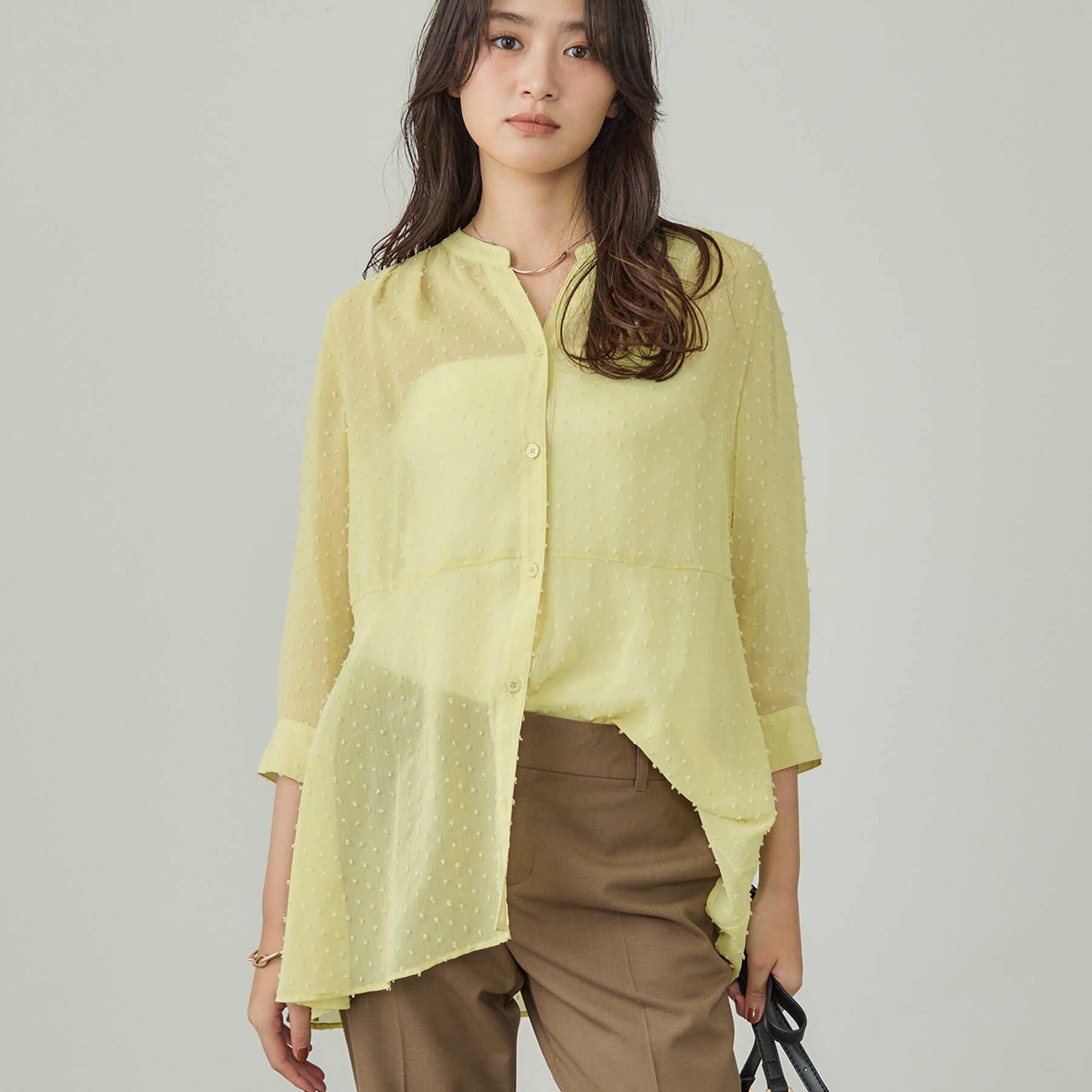 INDIVI「シアードット切り替えブラウス」|シャツ・ブラウス|