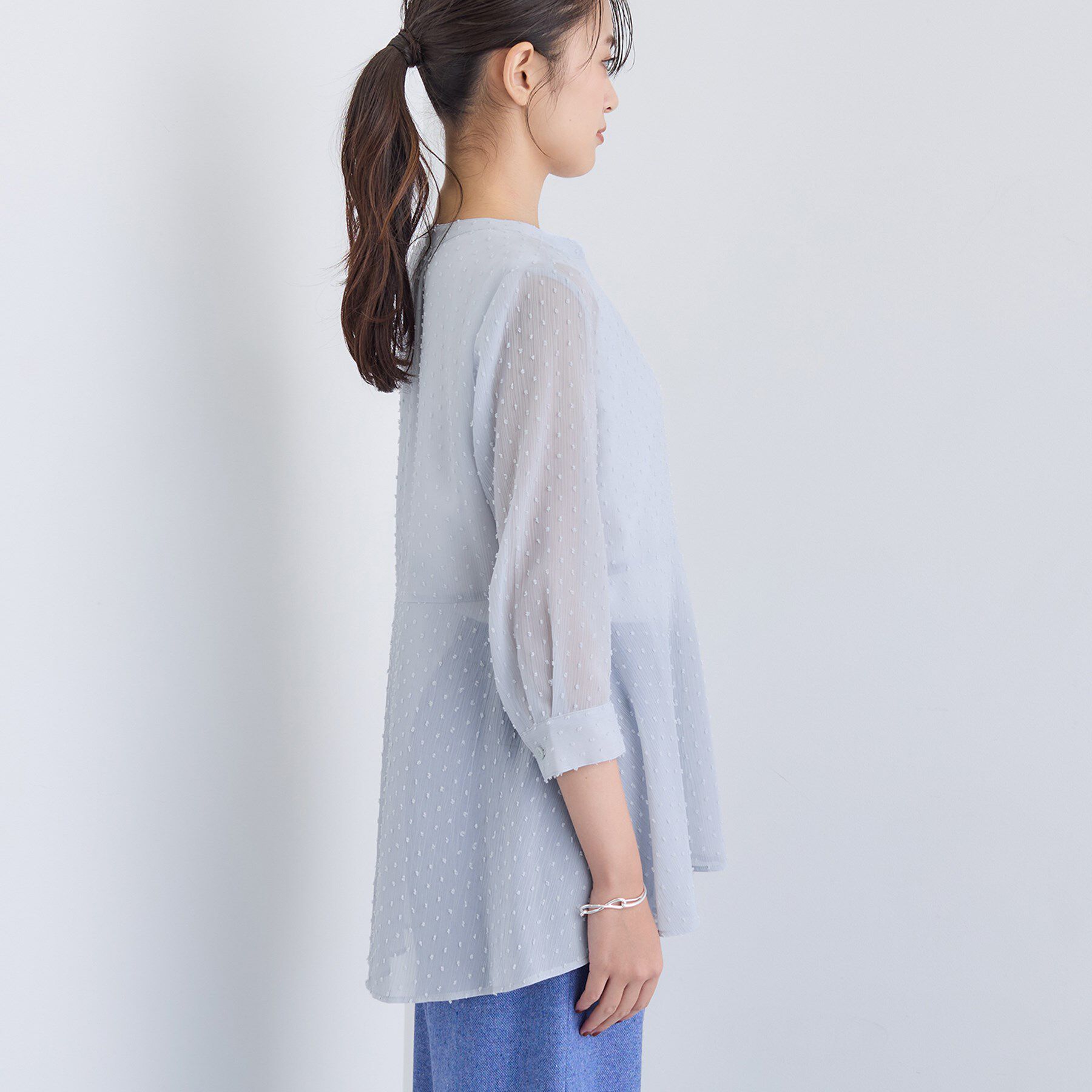 INDIVI「シアードット切り替えブラウス」|シャツ・ブラウス|