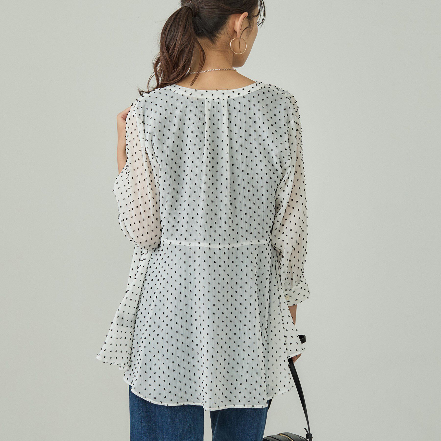 INDIVI「シアードット切り替えブラウス」|シャツ・ブラウス|