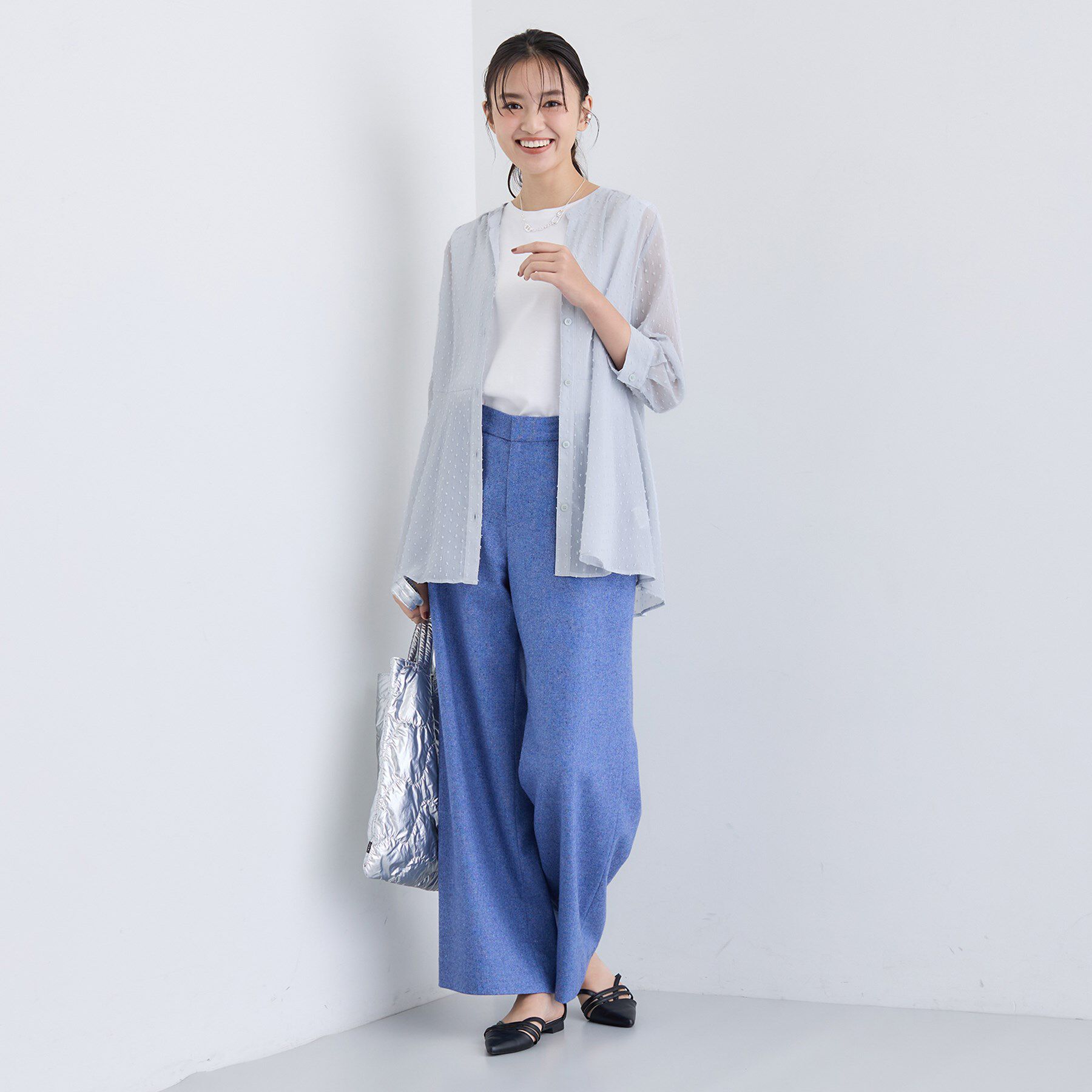 INDIVI「シアードット切り替えブラウス」|シャツ・ブラウス|