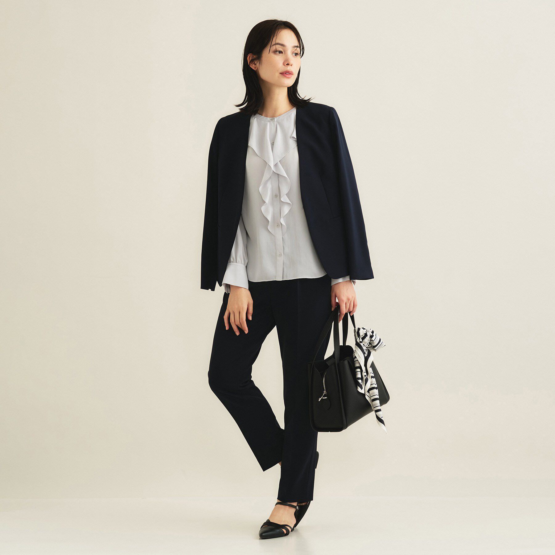 INDIVI「【洗える／セレモニー】ラッフルサテンブラウス」|シャツ・ブラウス|