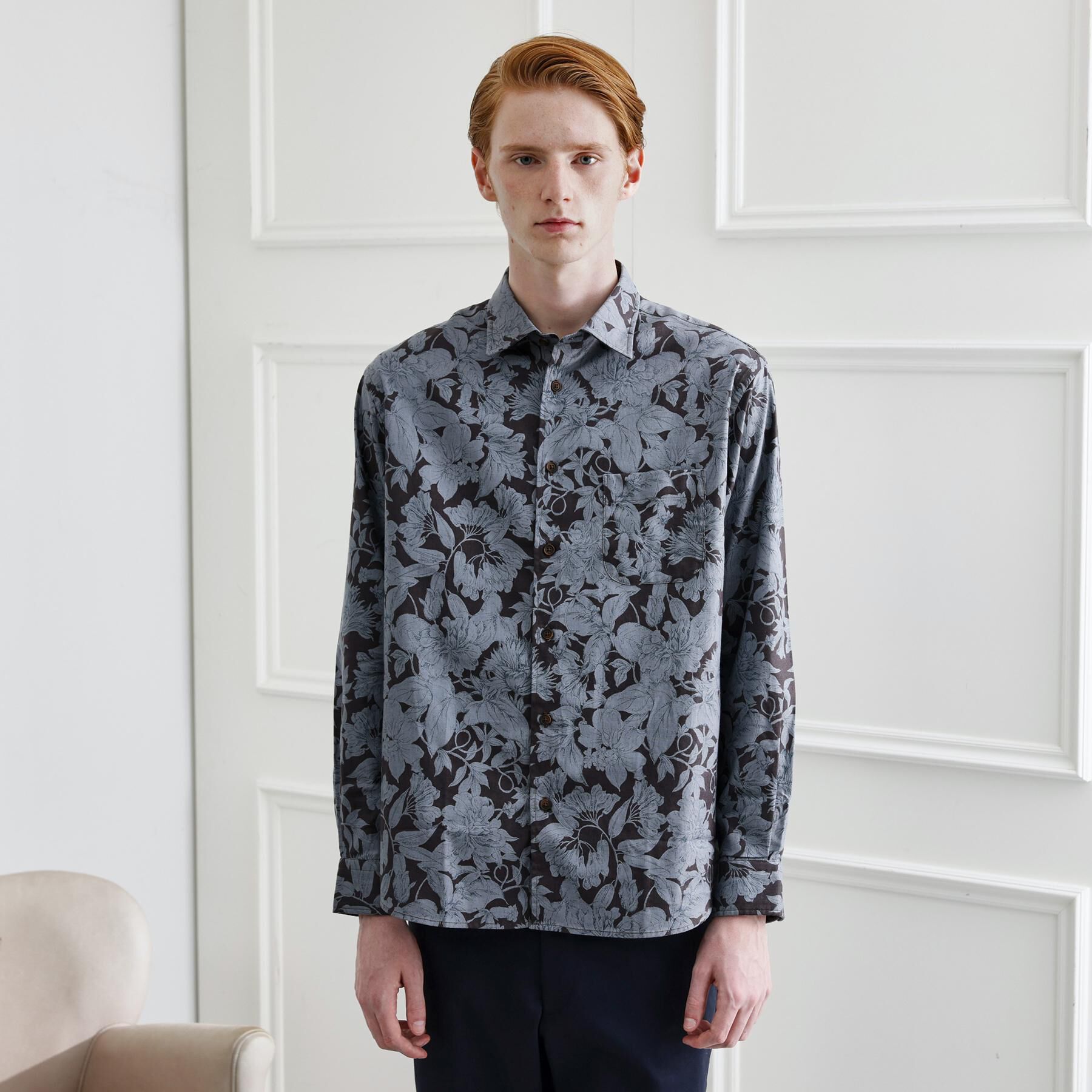 TAKEO KIKUCHI「【LIMITED】フラワープリント長袖シャツ」|シャツ・ブラウス|ブラウン(143)