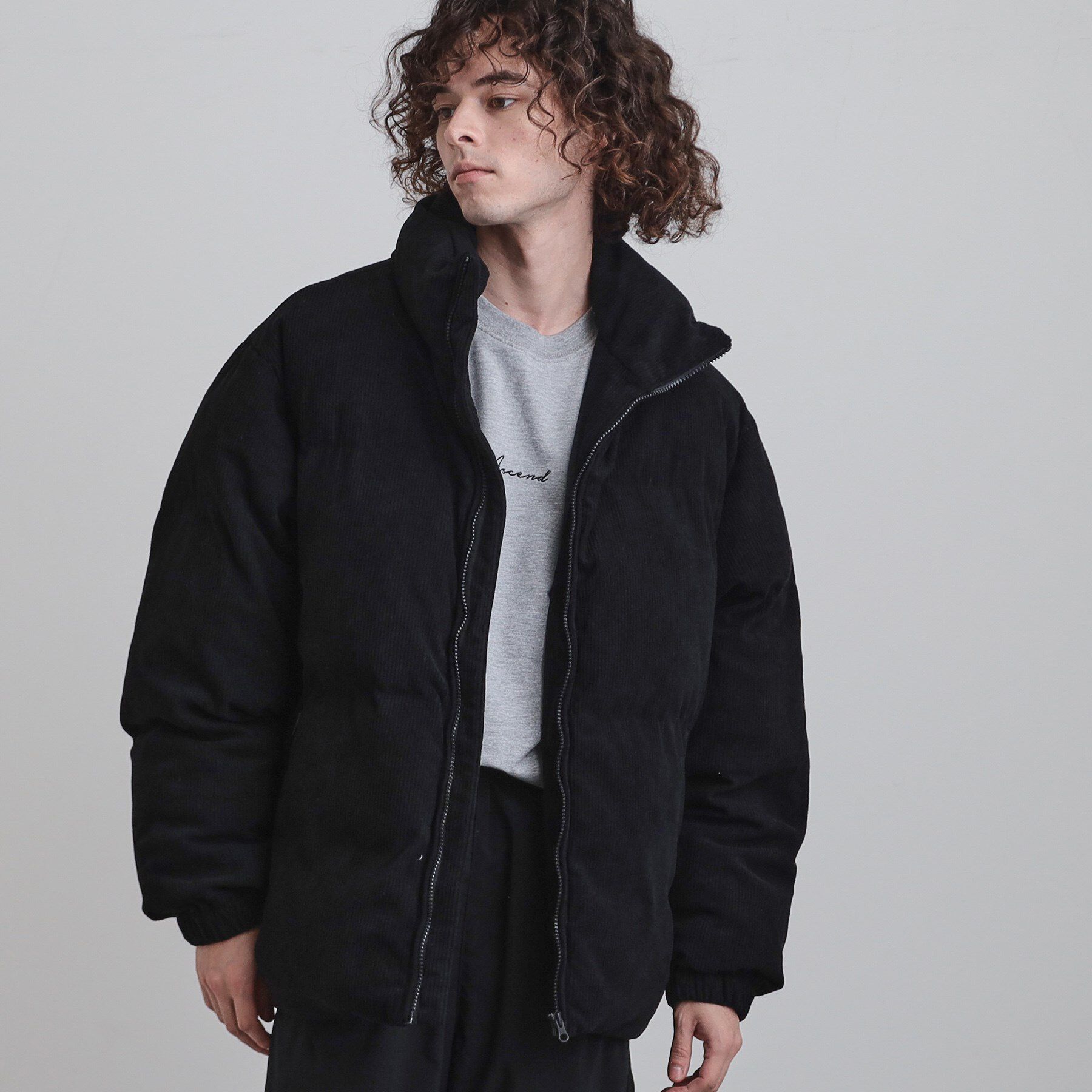 tk.TAKEO KIKUCHI「中綿スタンドコーデュロイブルゾン」|ブルゾン・スタジャン|ブラック(019)