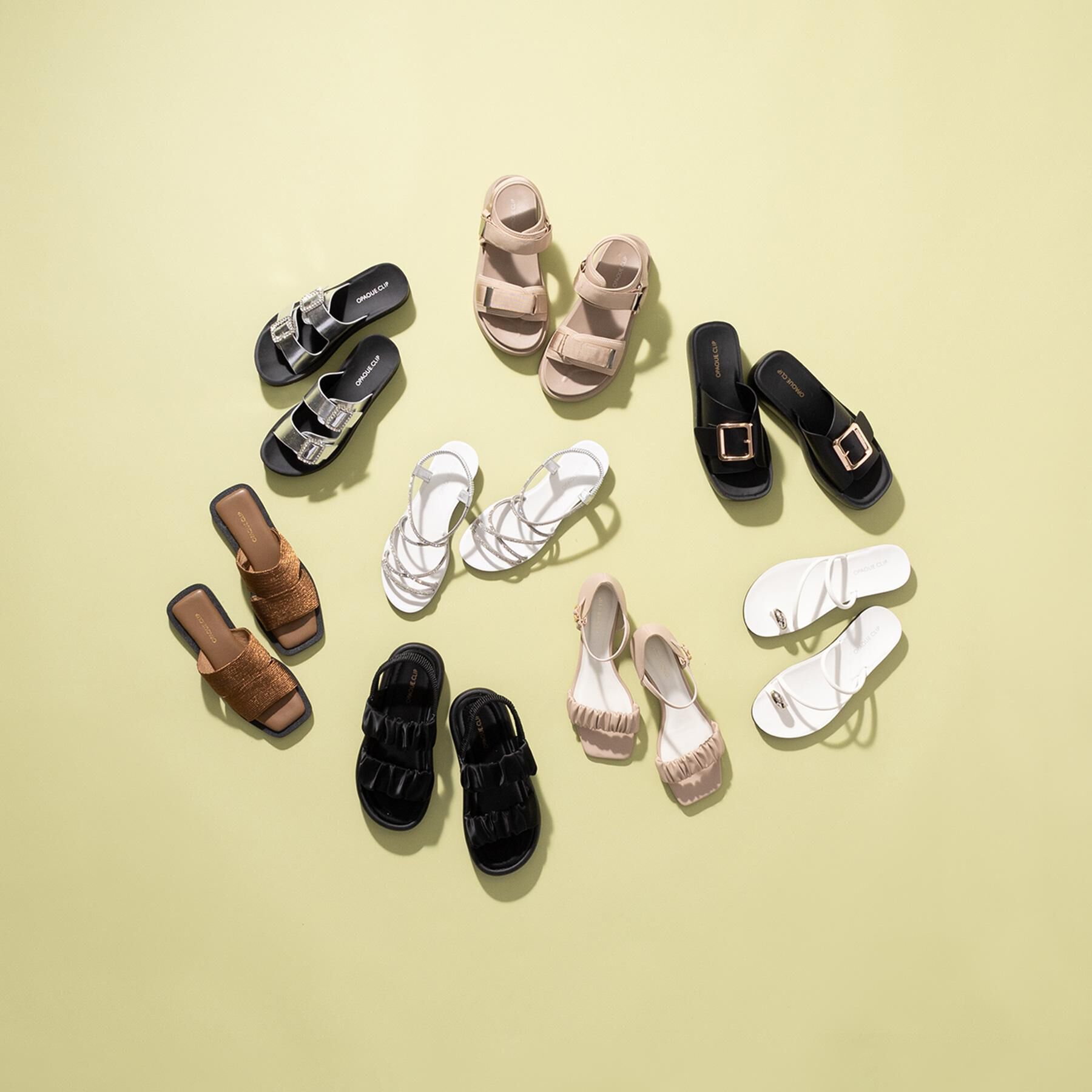 OPAQUE.CLIP「ギャザーフリルベルトウェッジソールサンダル」|サンダル|