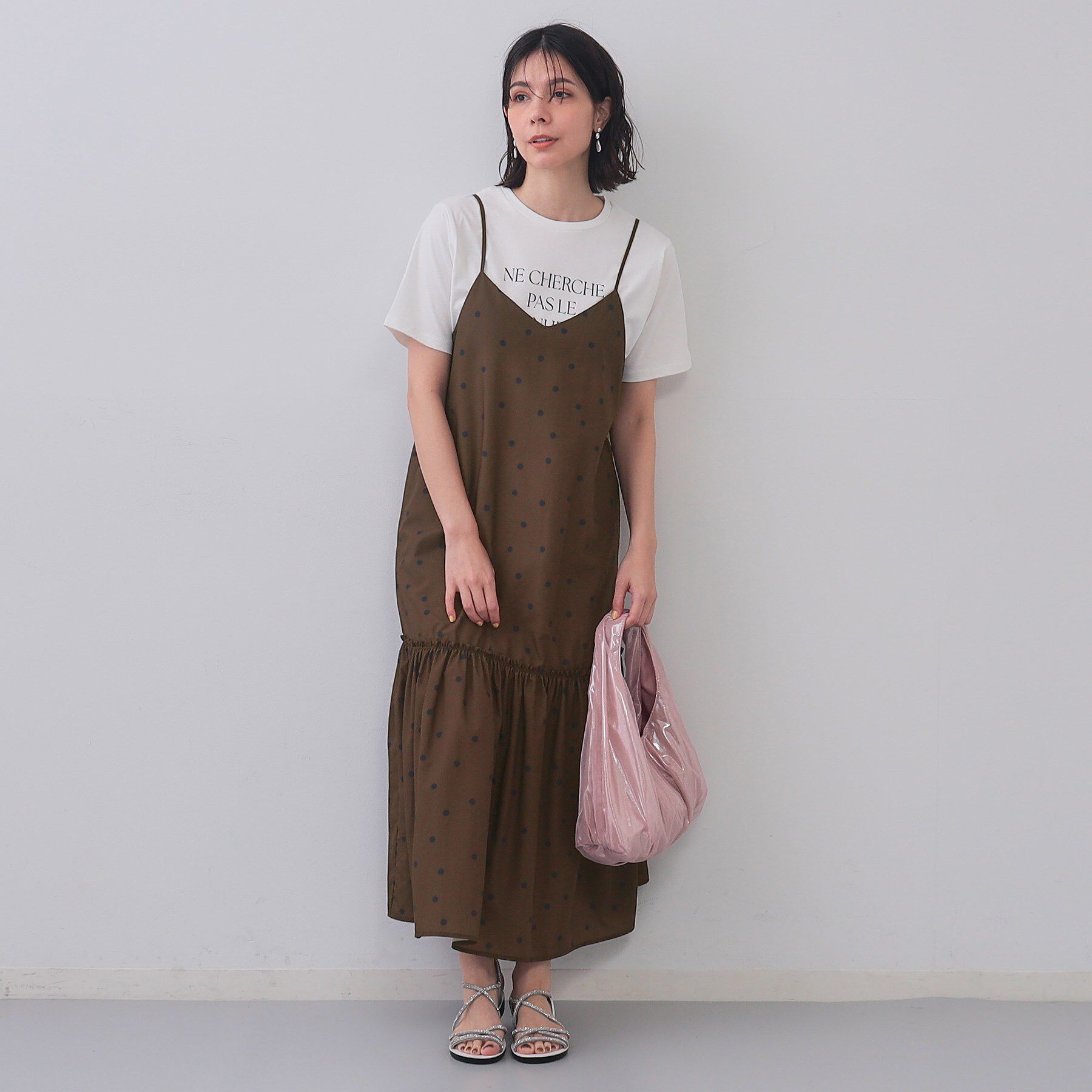 OPAQUE.CLIP「ドットプリントキャミワンピース【洗濯機洗い可】」|ワンピース|