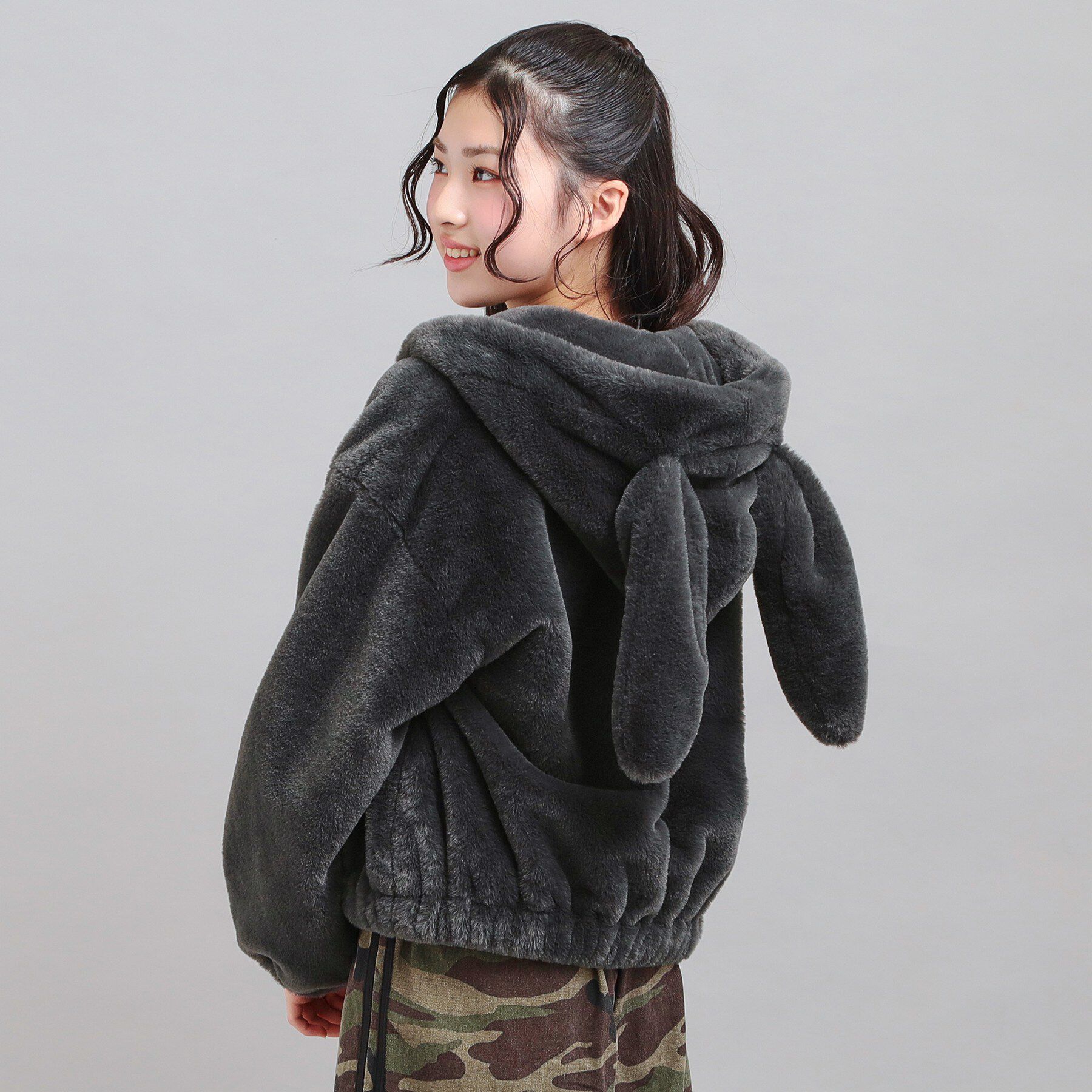 PINK-latte「耳付きフェイクファーブルゾン」|ブルゾン・スタジャン|