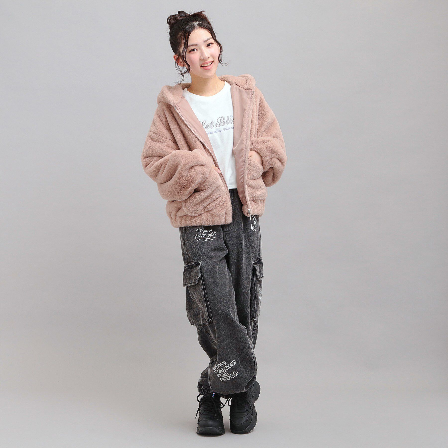 PINK-latte「耳付きフェイクファーブルゾン」|ブルゾン・スタジャン|