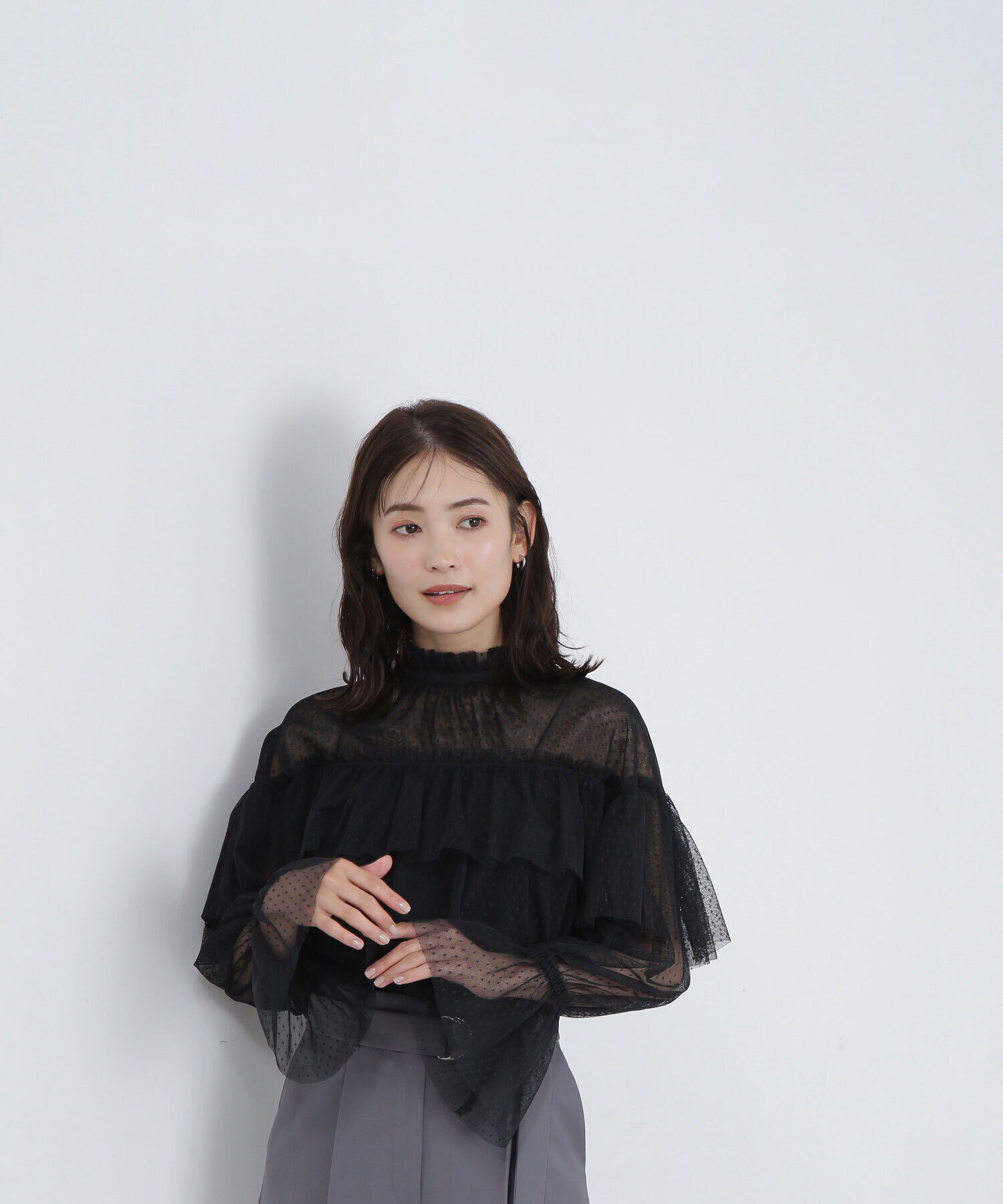  「チュールドットフリルブラウス」|シャツ・ブラウス|