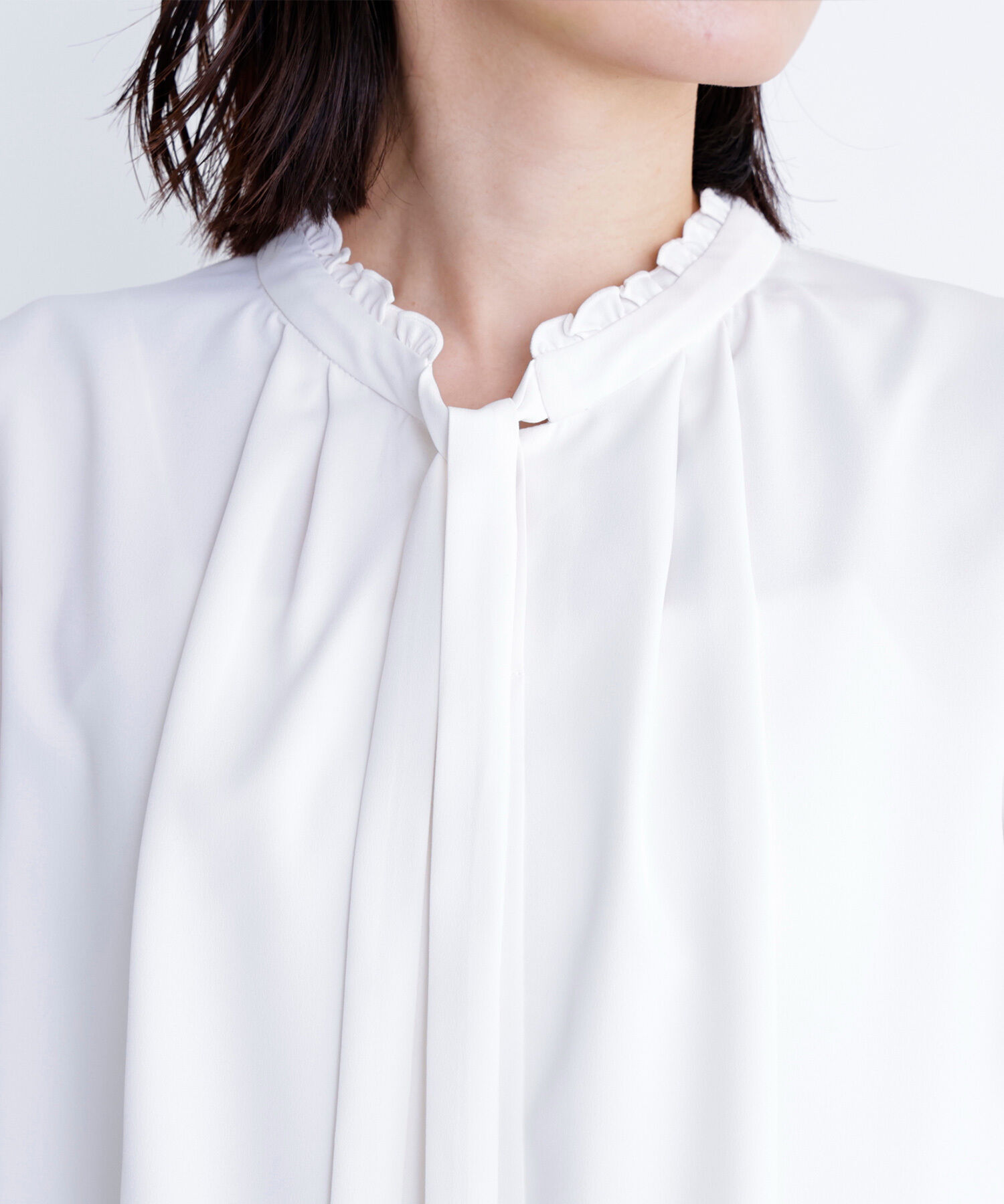  「フリルネックナローボウタイブラウス」|シャツ・ブラウス|