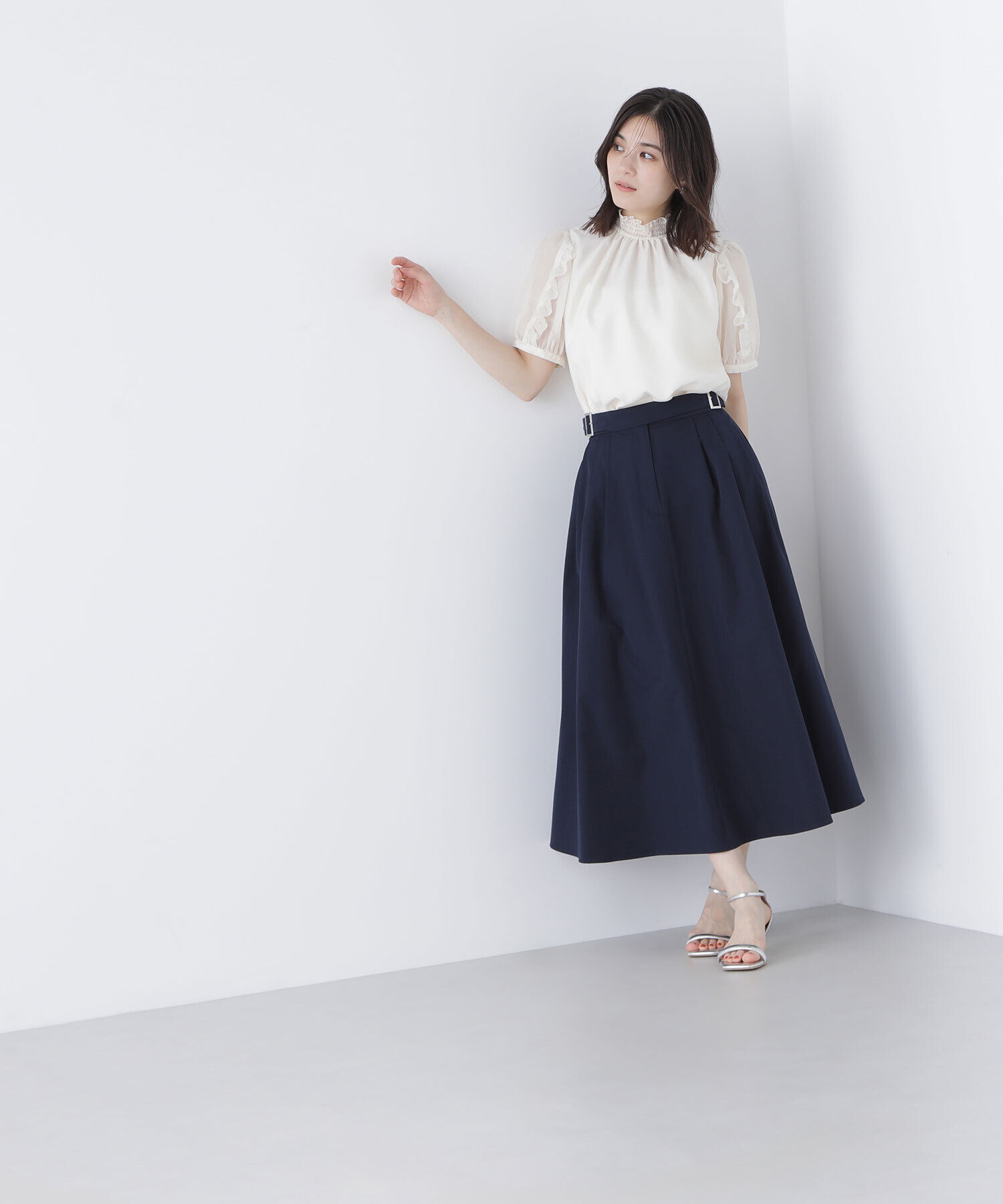  「シャーリングネックフリルブラウス」|シャツ・ブラウス|