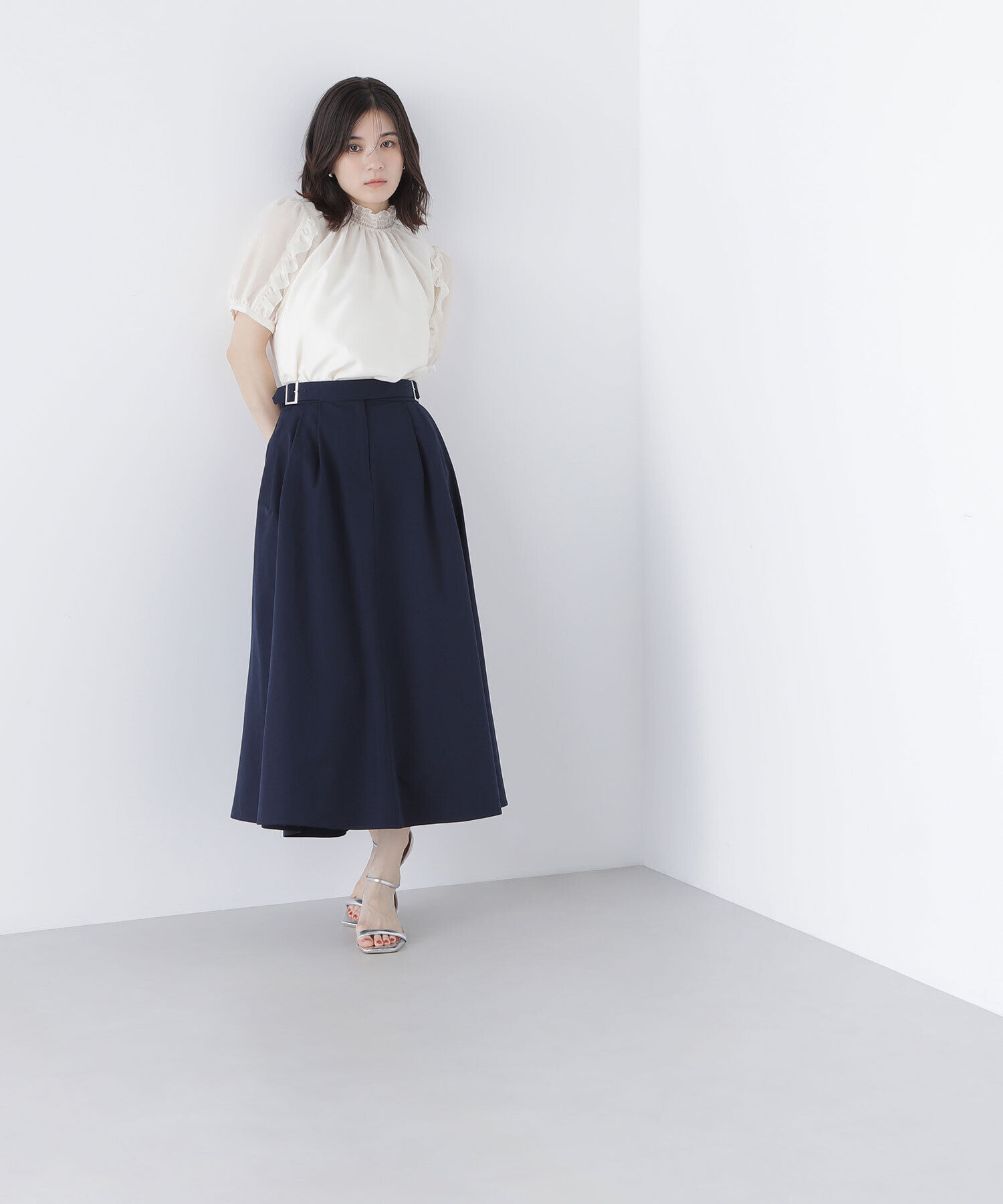  「シャーリングネックフリルブラウス」|シャツ・ブラウス|