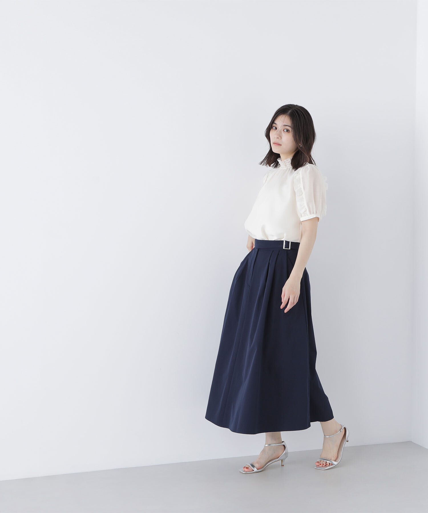  「シャーリングネックフリルブラウス」|シャツ・ブラウス|