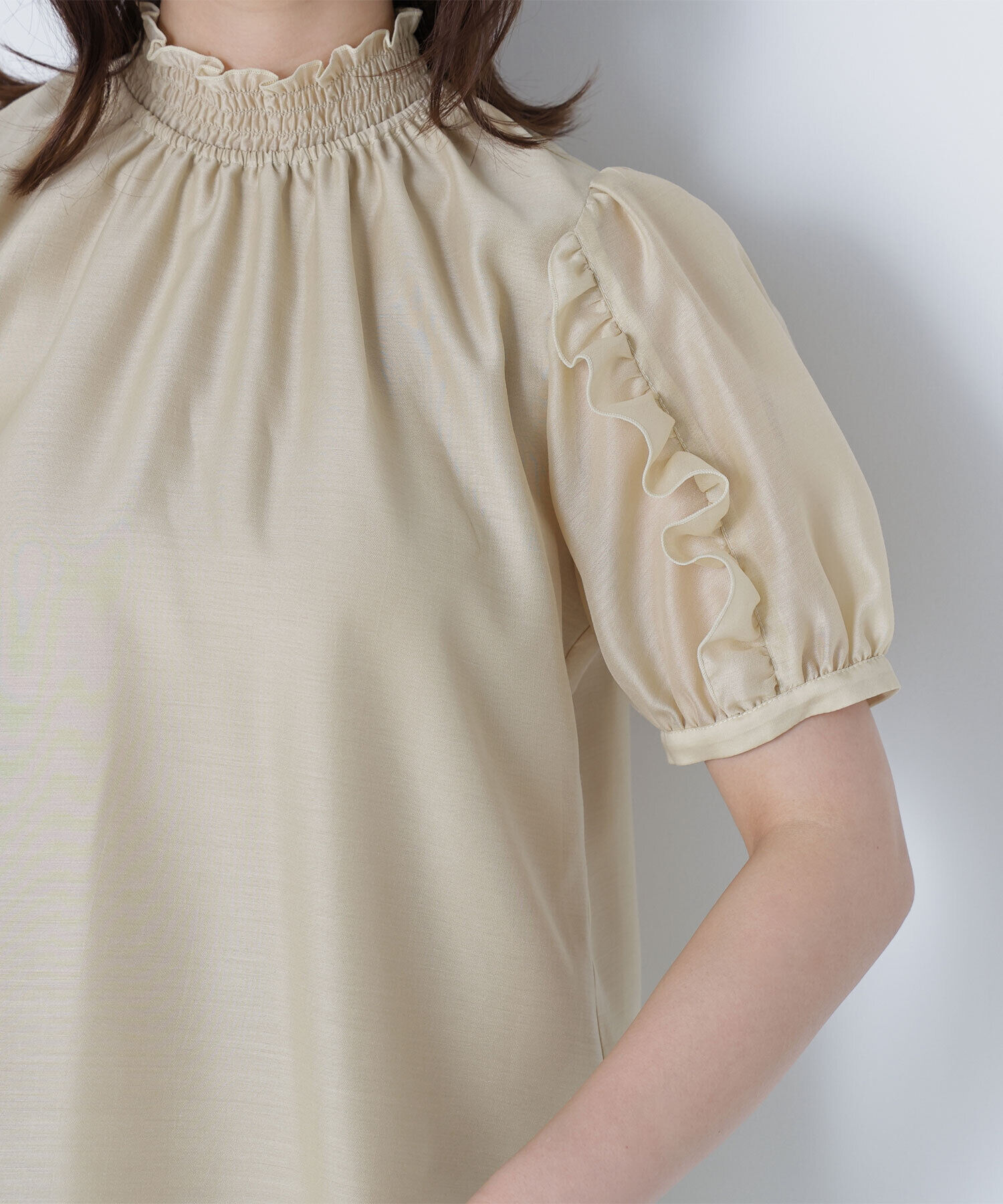  「シャーリングネックフリルブラウス」|シャツ・ブラウス|
