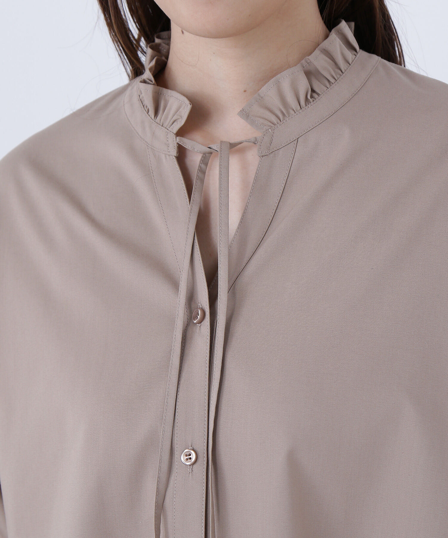  「フリルネックスキッパーブラウス」|シャツ・ブラウス|