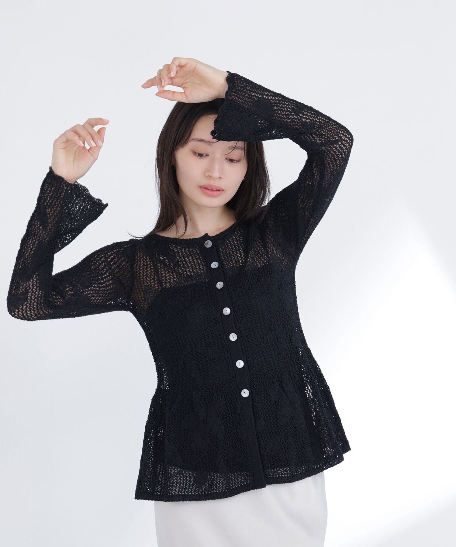  「フラワーレースペプラムニット」|ニット・セーター|