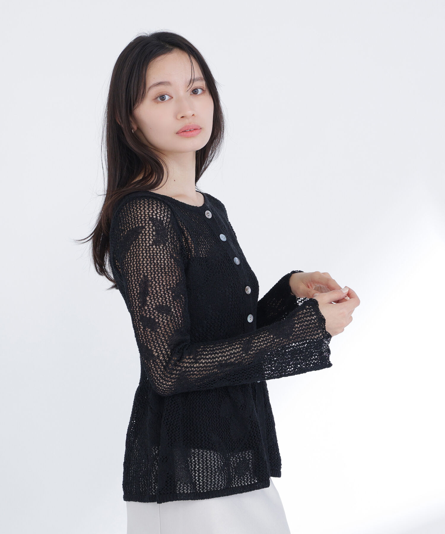  「フラワーレースペプラムニット」|ニット・セーター|