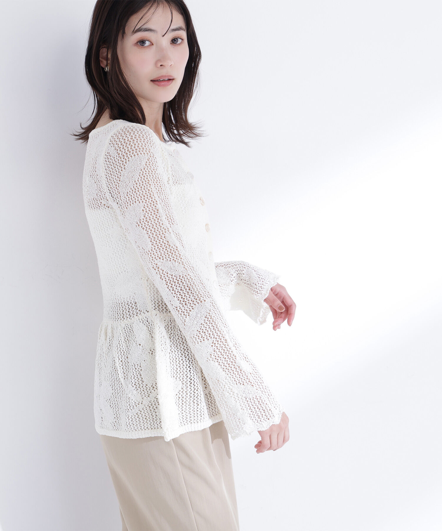  「フラワーレースペプラムニット」|ニット・セーター|