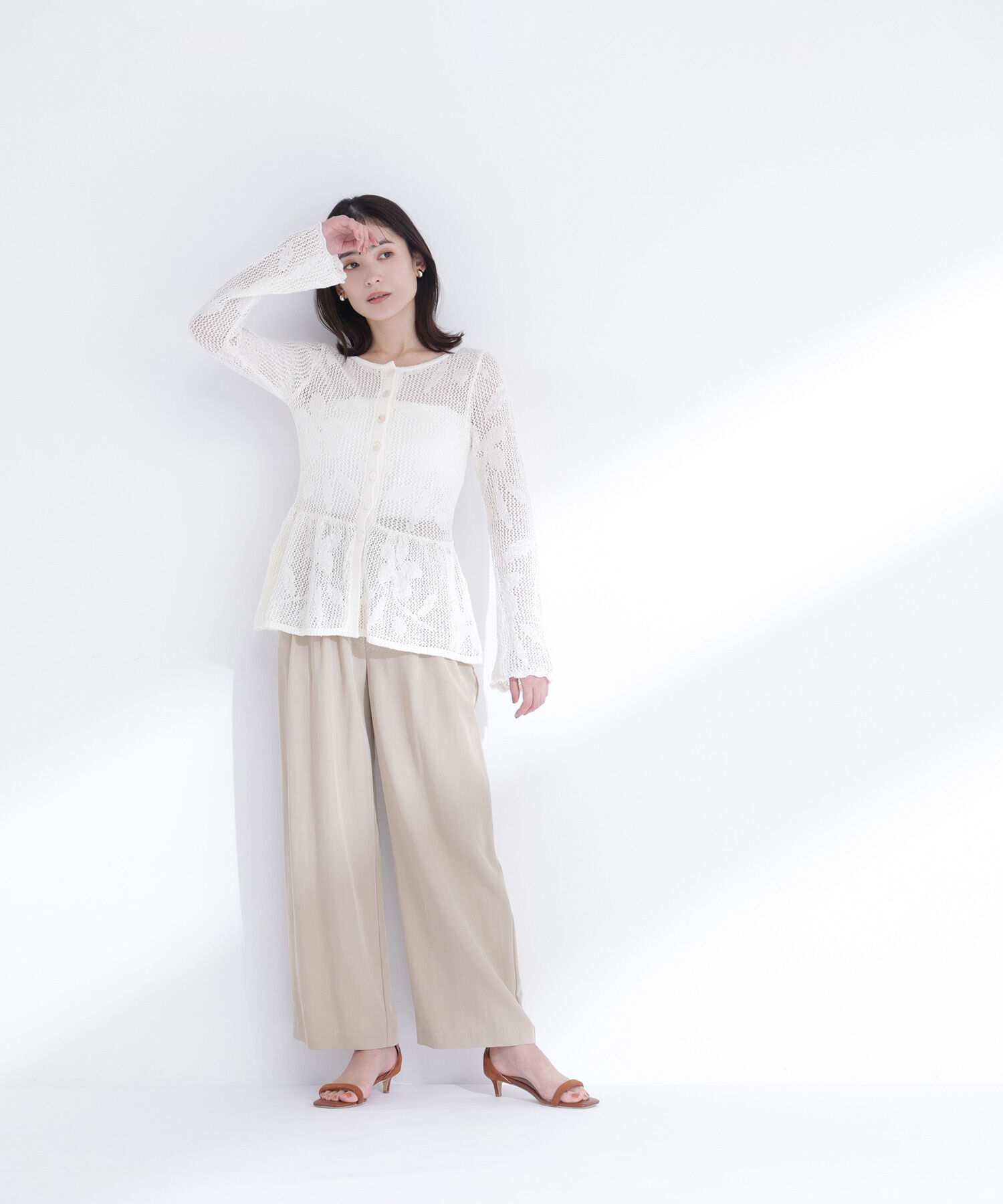  「フラワーレースペプラムニット」|ニット・セーター|