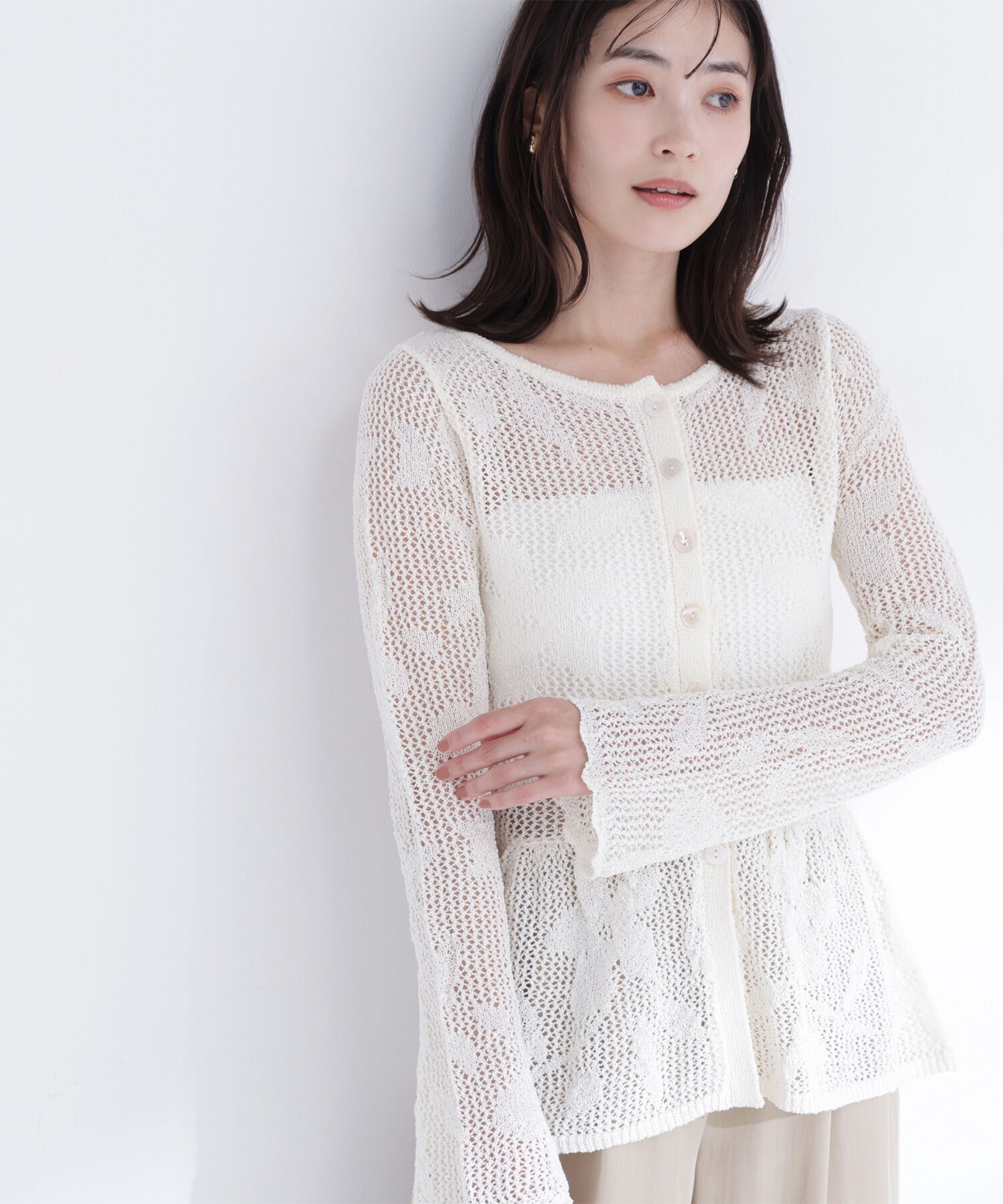  「フラワーレースペプラムニット」|ニット・セーター|