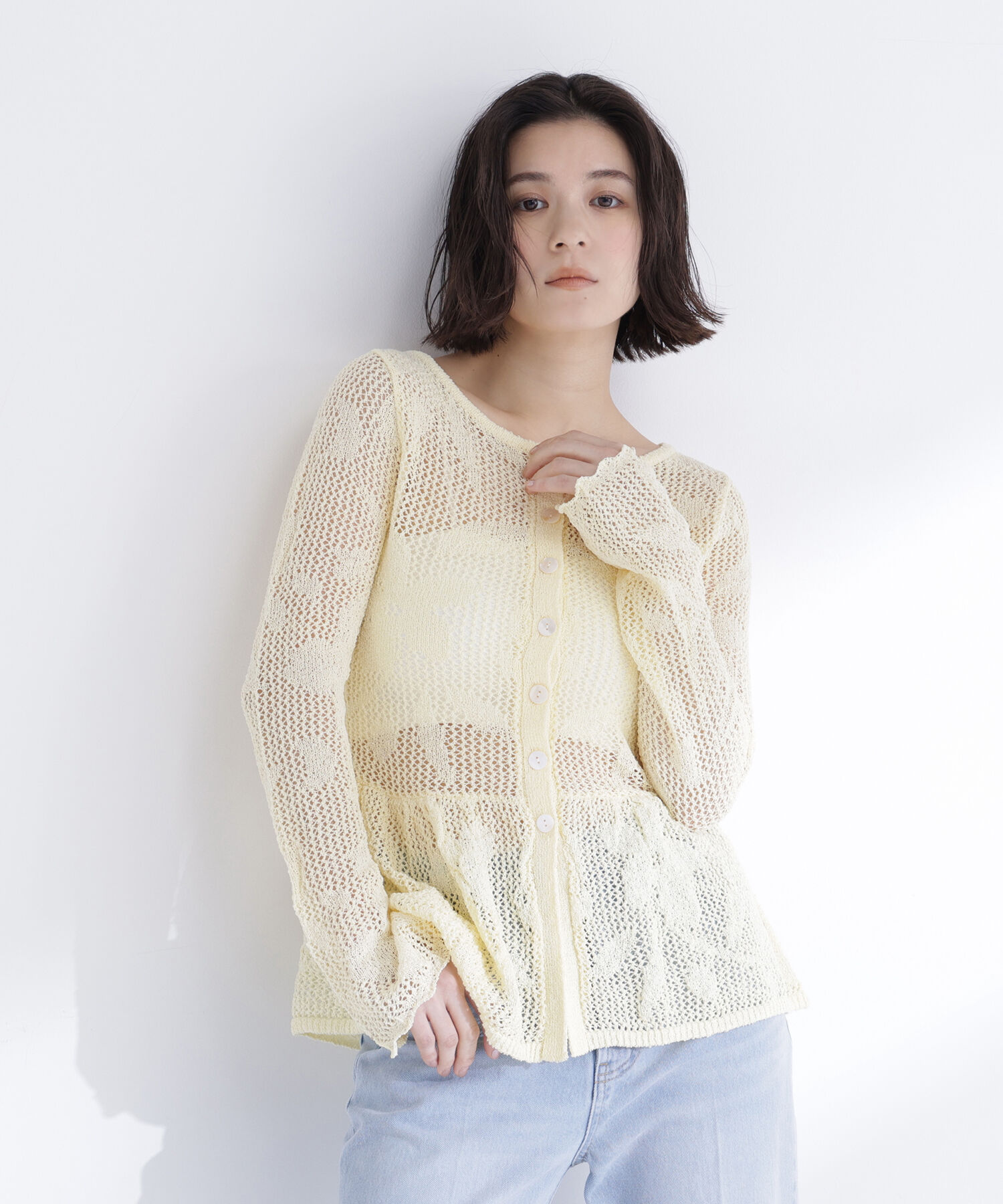  「フラワーレースペプラムニット」|ニット・セーター|