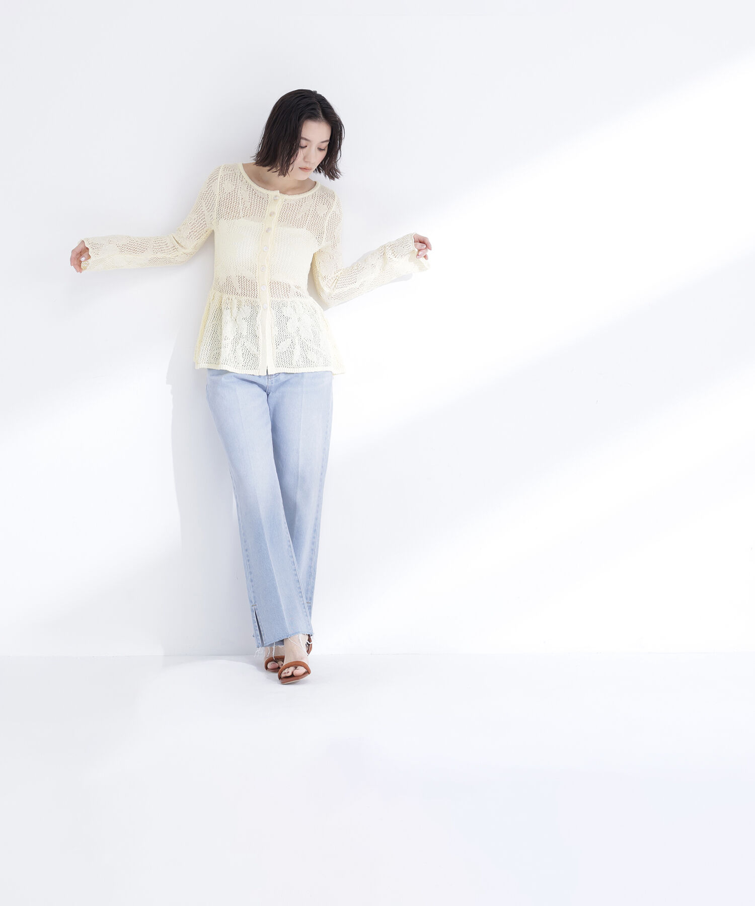  「フラワーレースペプラムニット」|ニット・セーター|