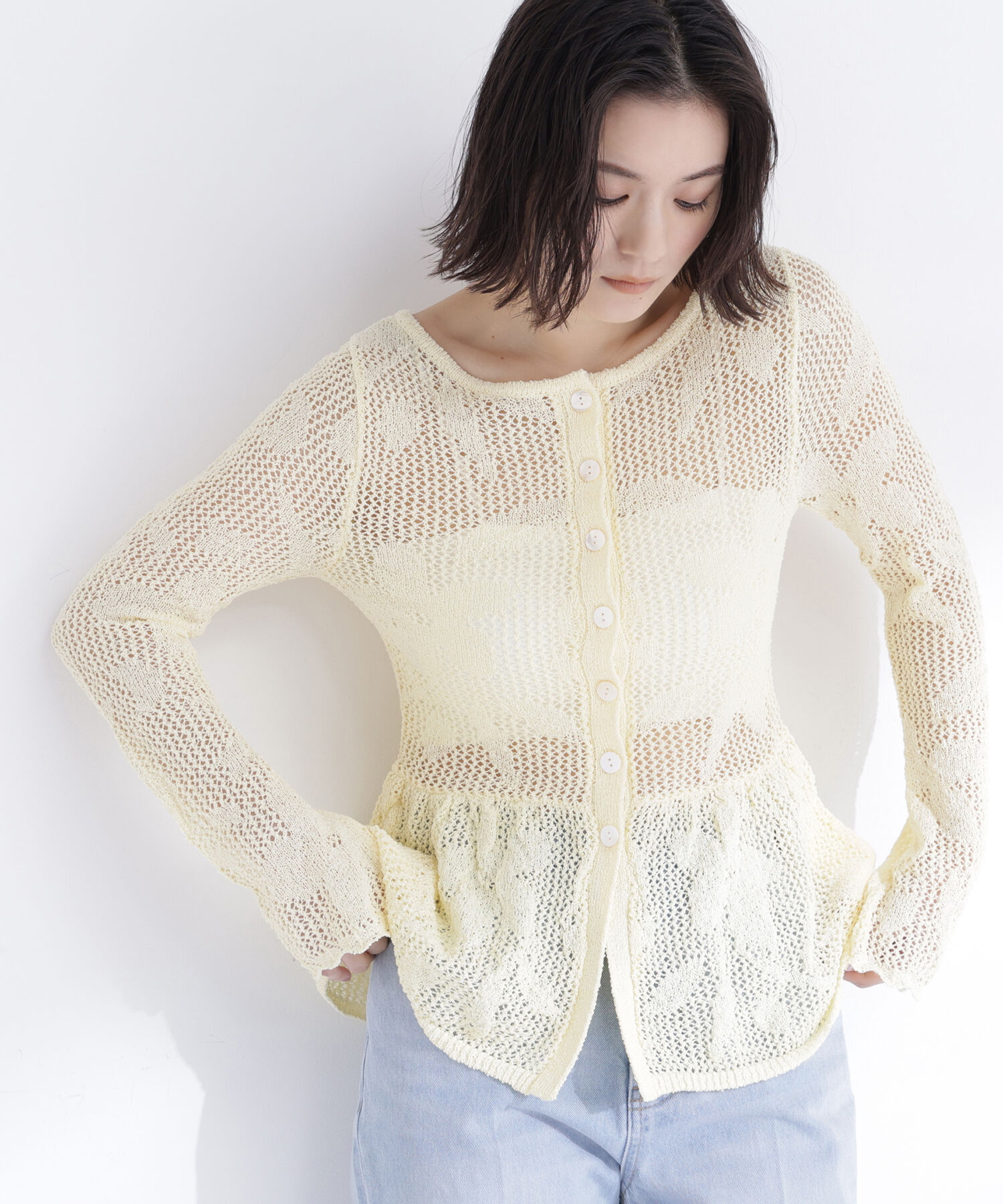  「フラワーレースペプラムニット」|ニット・セーター|