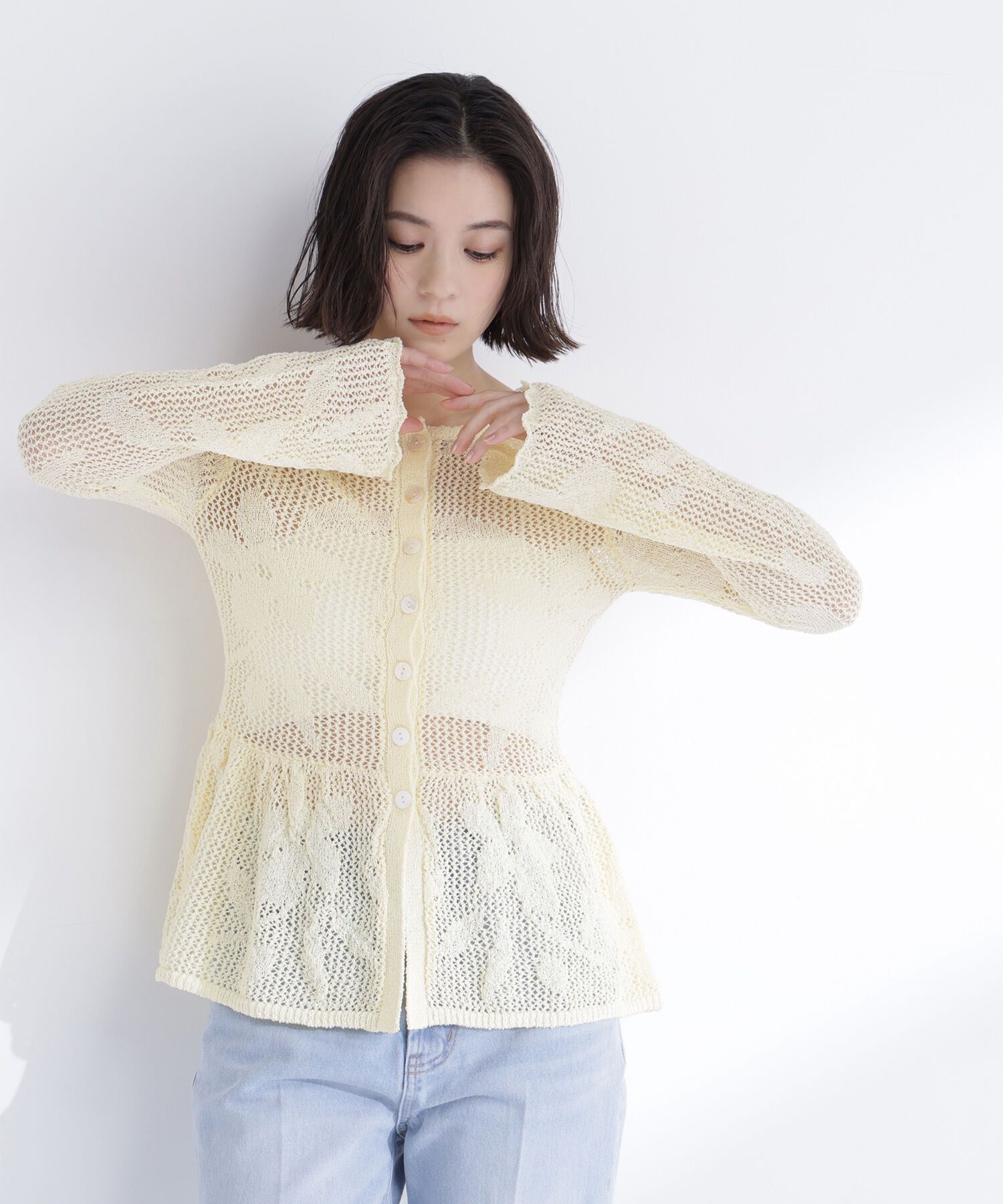  「フラワーレースペプラムニット」|ニット・セーター|