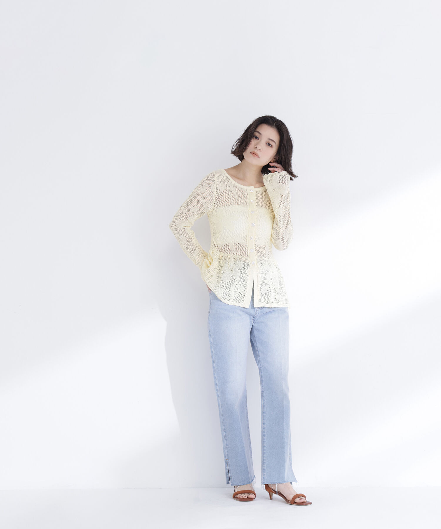  「フラワーレースペプラムニット」|ニット・セーター|