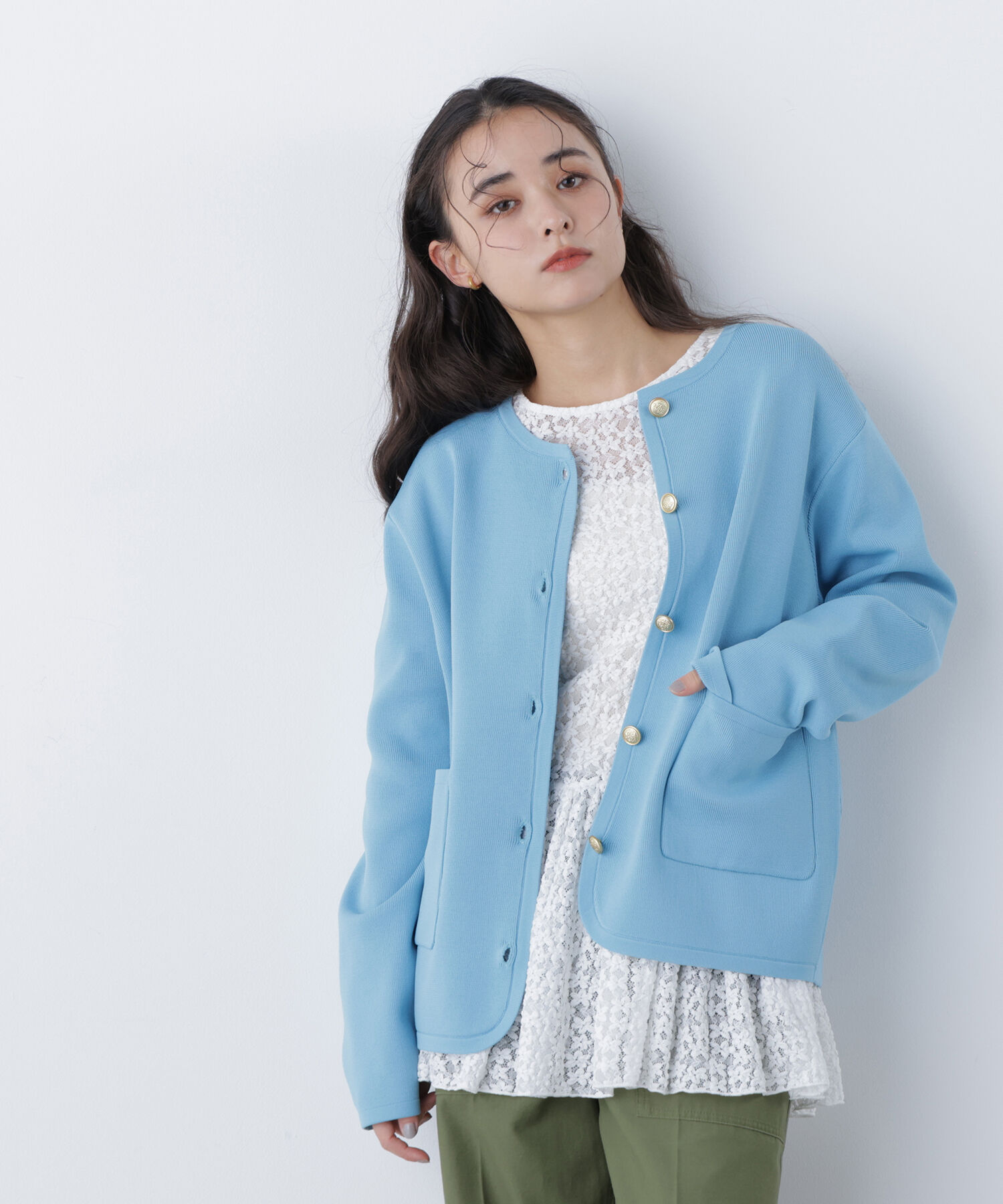  「〈N.〉ゴールドボタンニットカーディガン」|ニット・セーター|