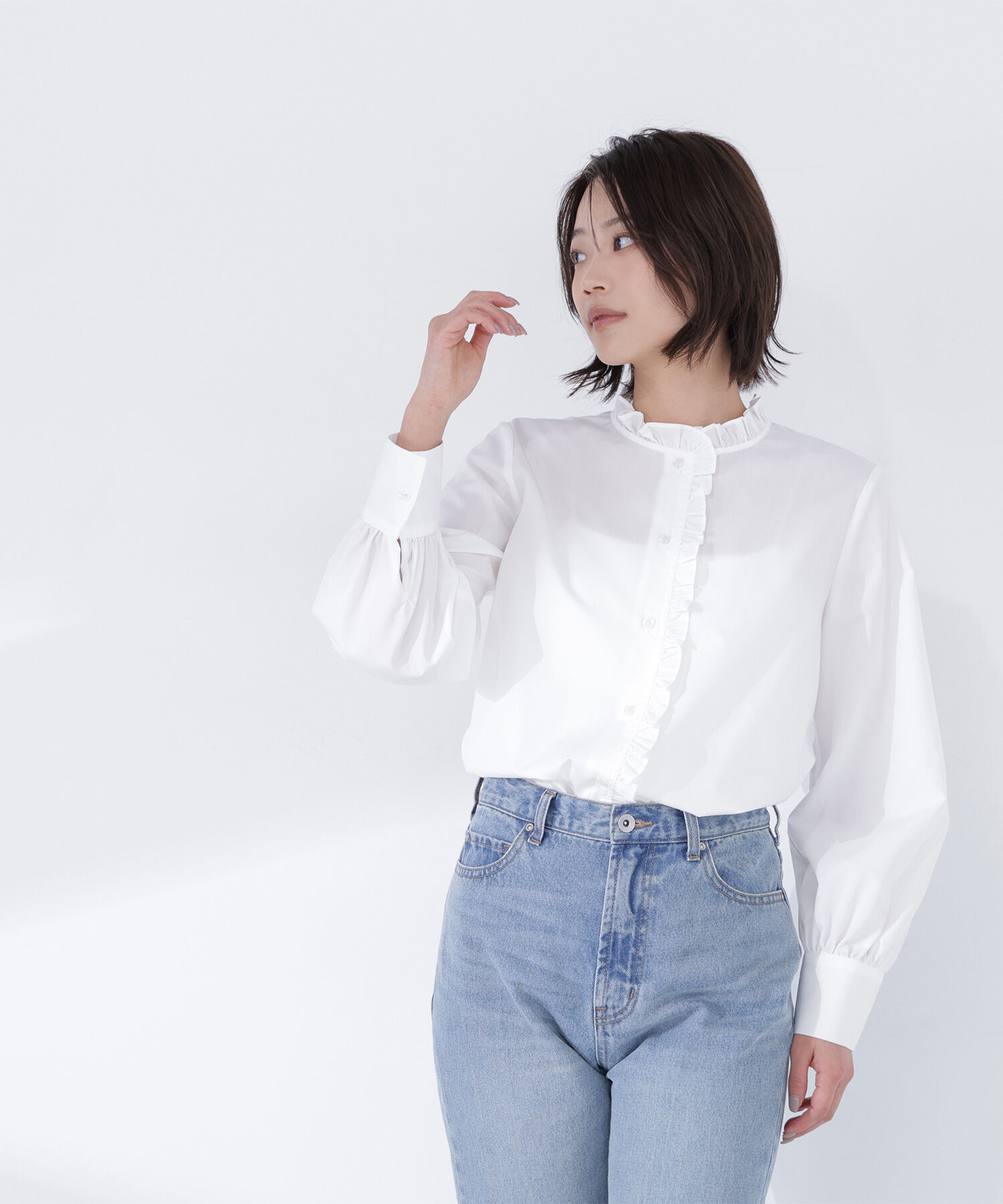  「スタンドネックフリルブラウス」|シャツ・ブラウス|