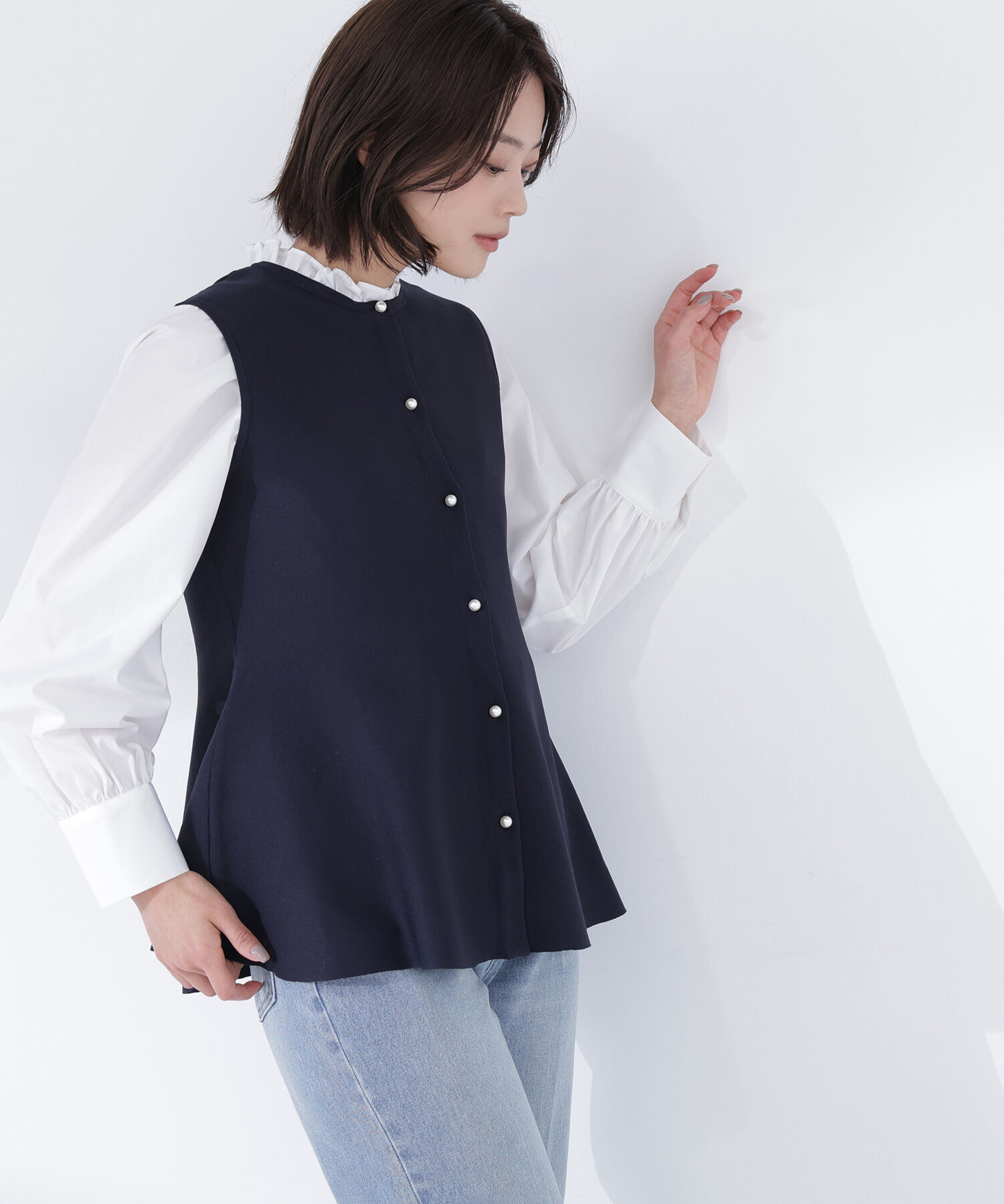  「スタンドネックフリルブラウス」|シャツ・ブラウス|