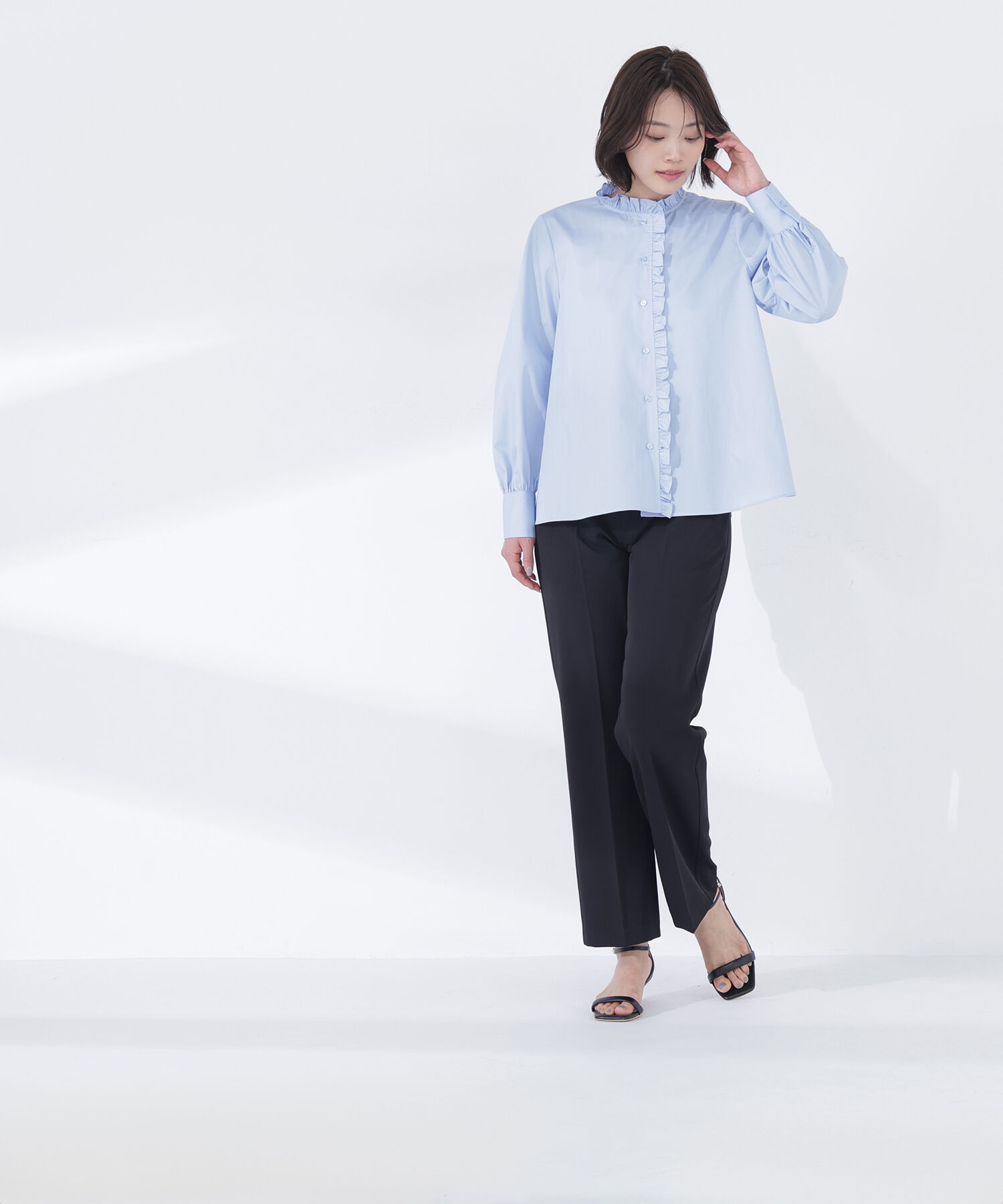  「スタンドネックフリルブラウス」|シャツ・ブラウス|